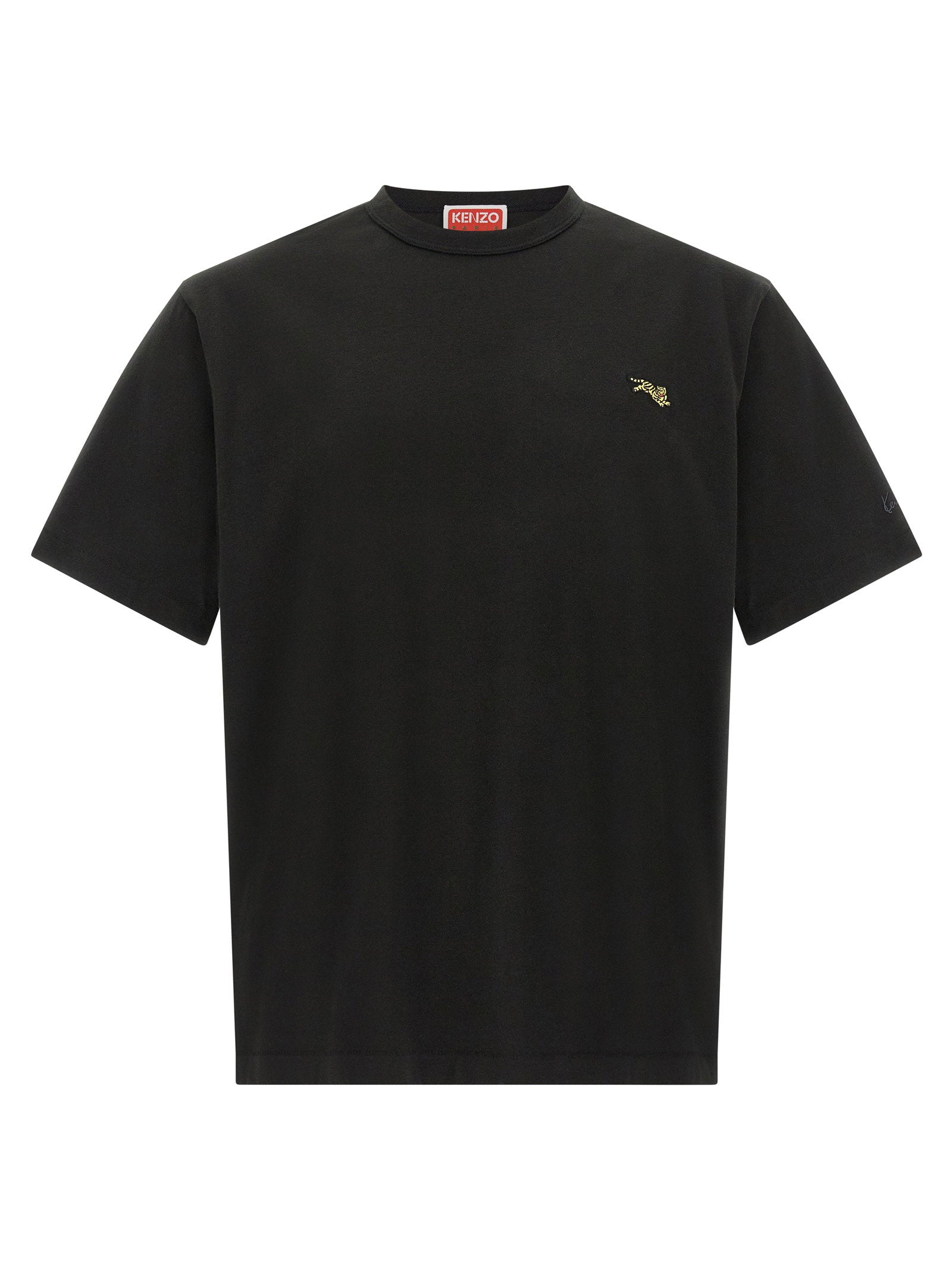 Kenzo Jumping Tiger T-shirt met Goudkleurig Borduursel Zwart