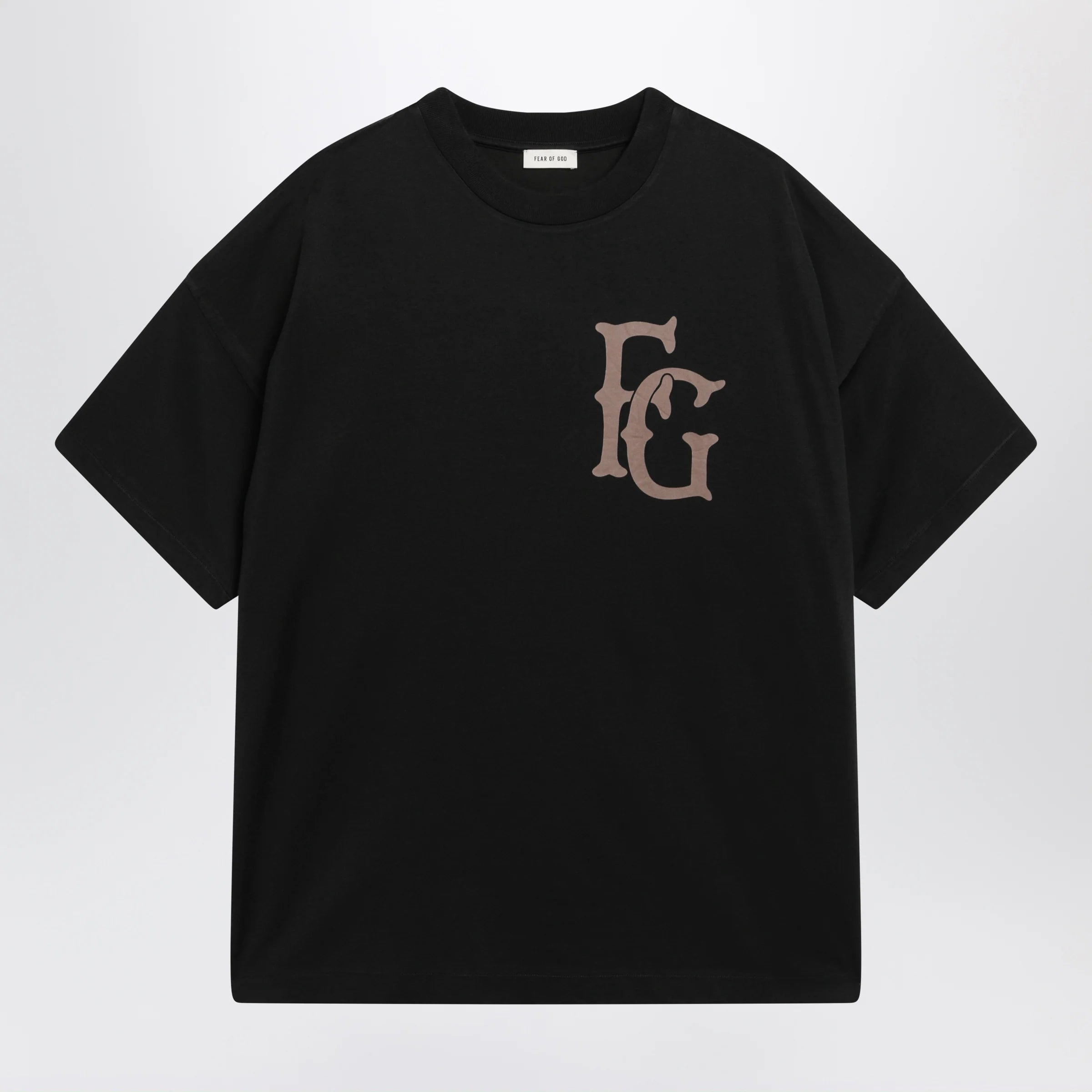Fear of God 43 T-shirt zwart met FG-logo voorzijde