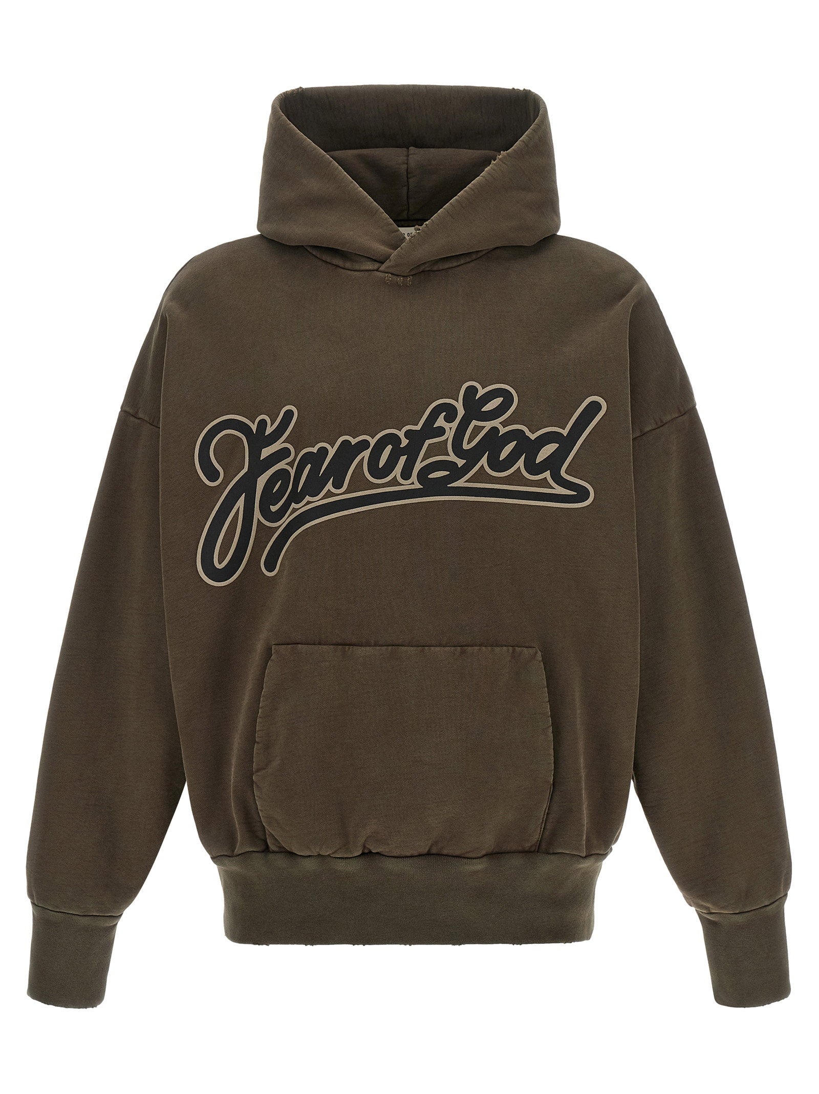 Fear of God Classic Pocket Hoodie met Logoprint Faded Brown