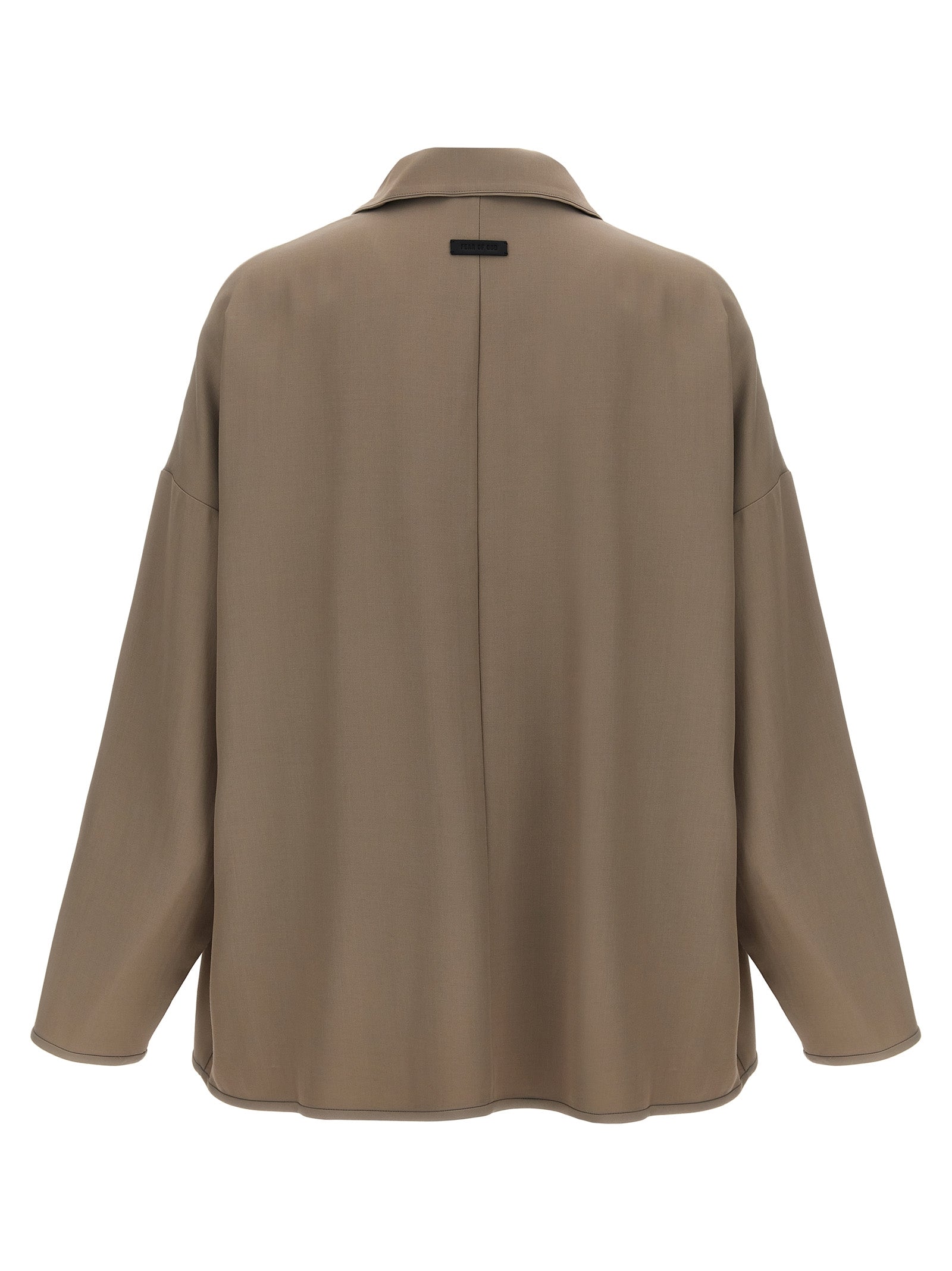 Fear of God Virgin Wool Blend High Neck Zip Jacket Taupe Jackets Fear Of God