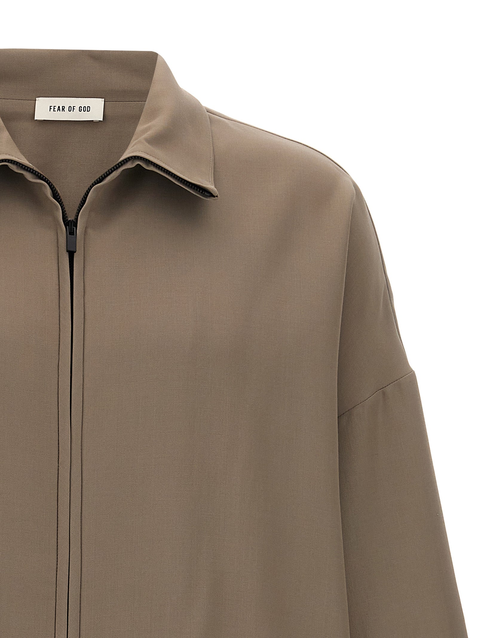 Fear of God Virgin Wool Blend High Neck Zip Jacket Taupe-thumbmail-3