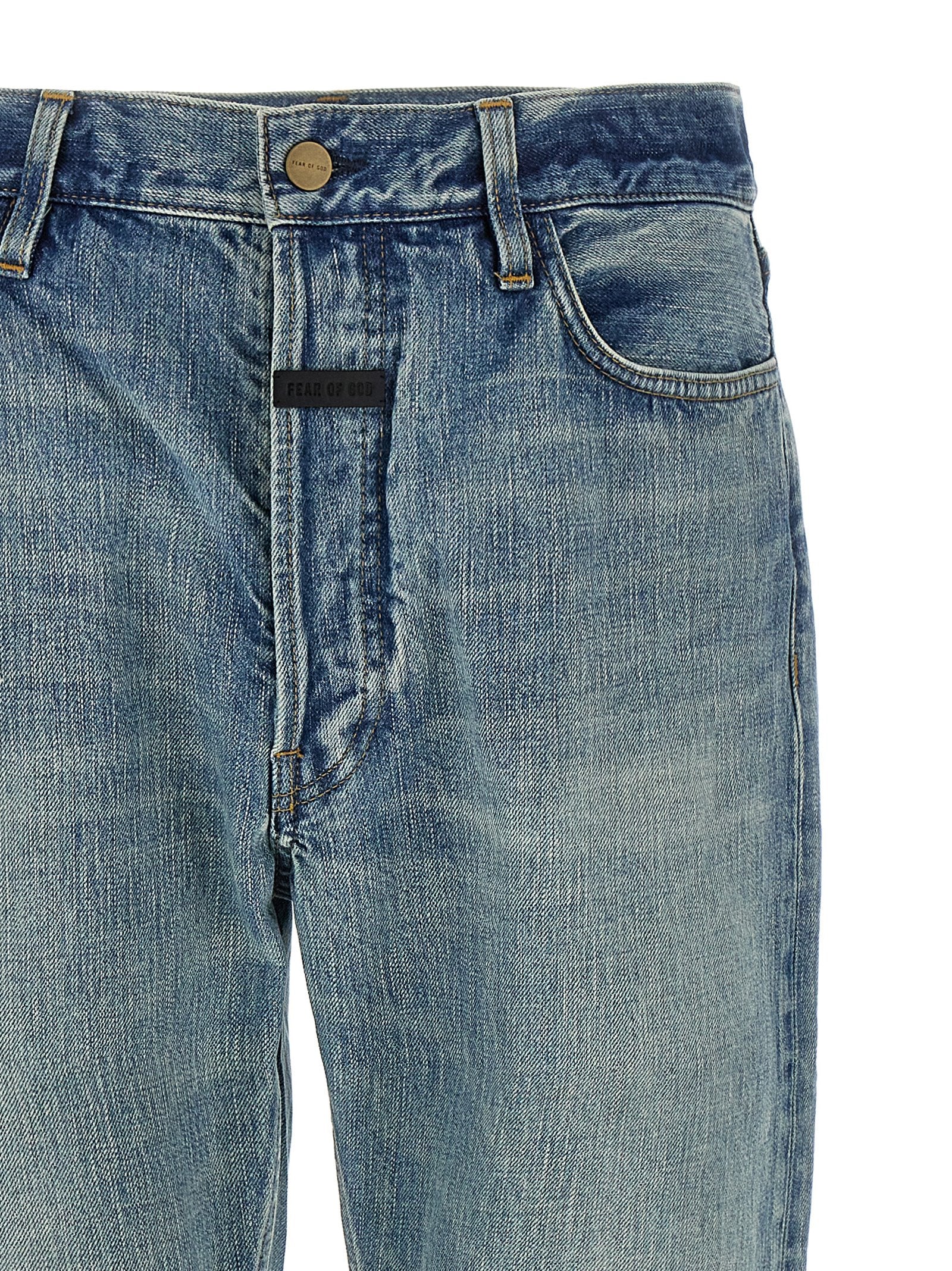 Leren logopatch detail Fear Of God jeans