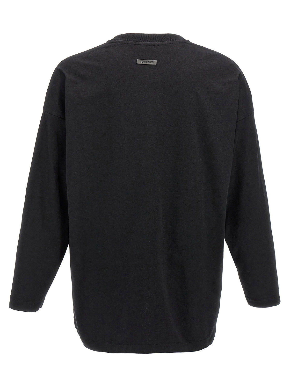 Achterzijde van de longsleeve, volledig egaal zwart