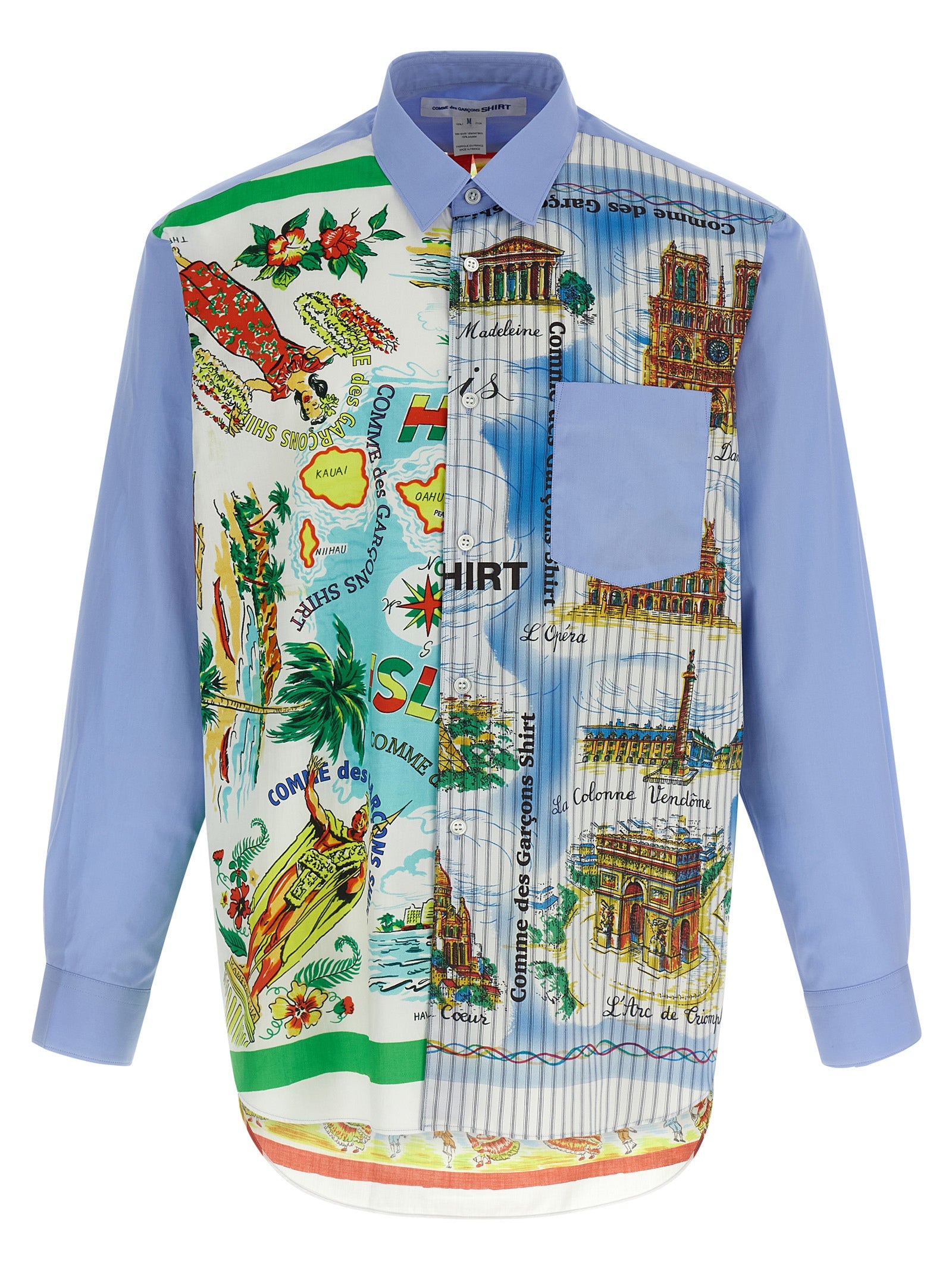 Comme des Garçons SHIRT Panelled Printed Shirt Blue