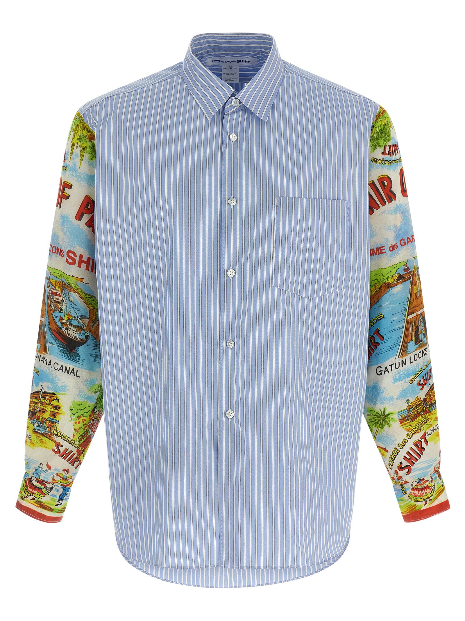 Comme des Garçons SHIRT Gestreept Overhemd Contrastmouwen Blauw Shirts Comme Des Garcons Shirt