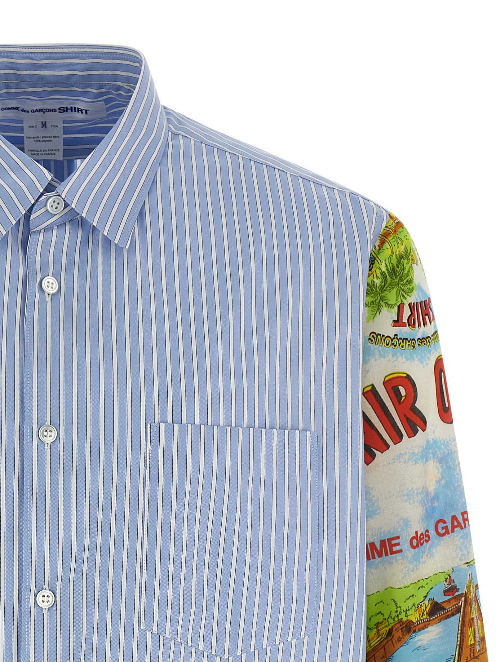 Comme des Garçons SHIRT Gestreept Overhemd Contrastmouwen Blauw Shirts Comme Des Garcons Shirt
