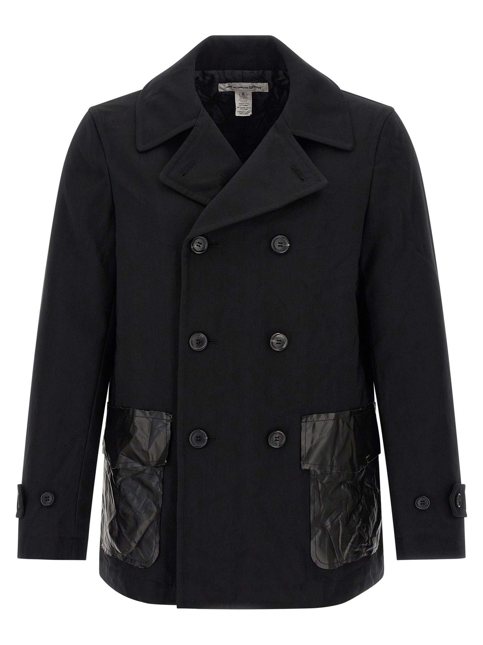 Comme des Garçons SHIRT Double-Breasted Canvas Caban Zwart