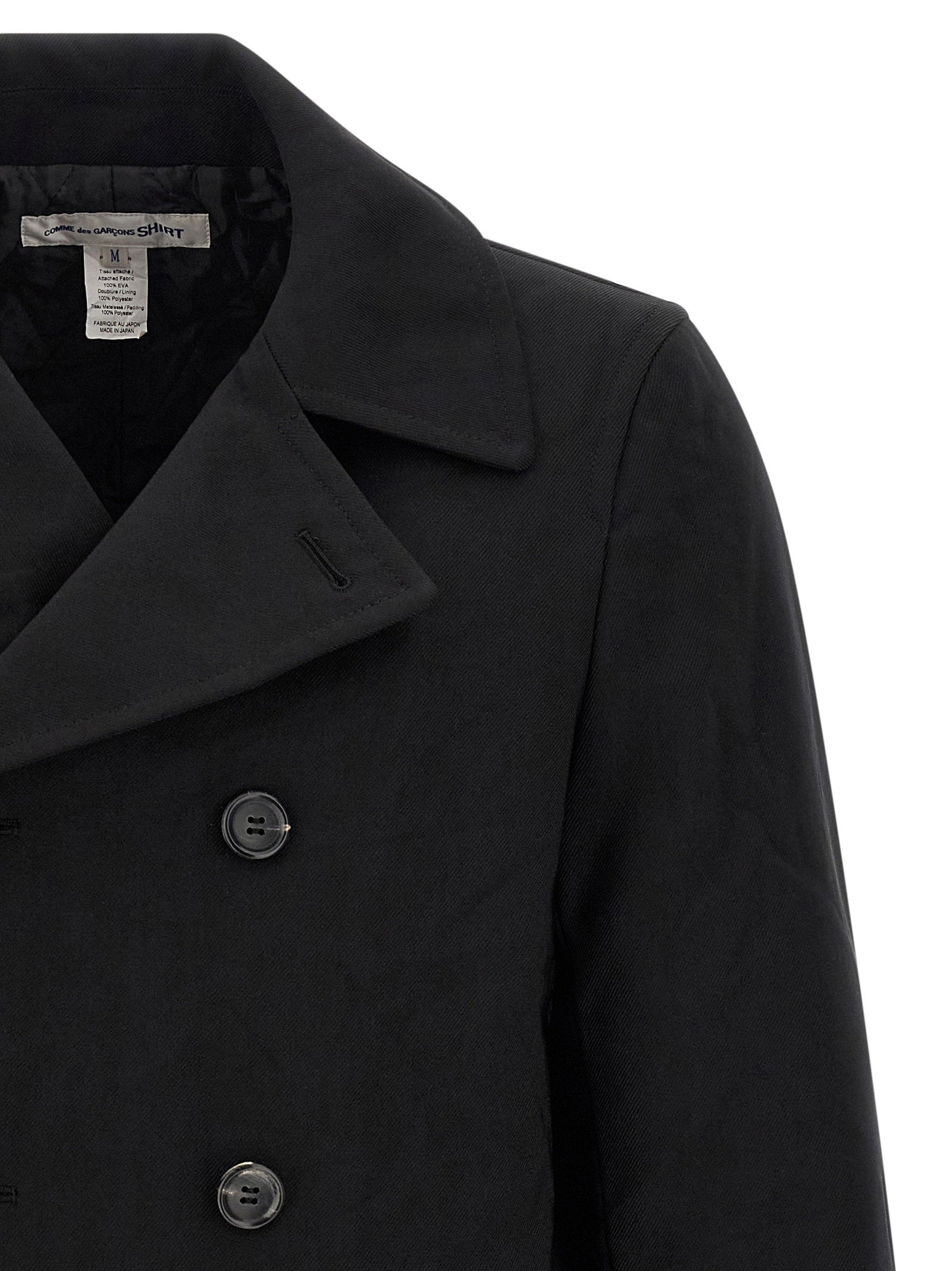 Comme des Garçons Shirt Double-Breasted Caban Black-thumbmail-3