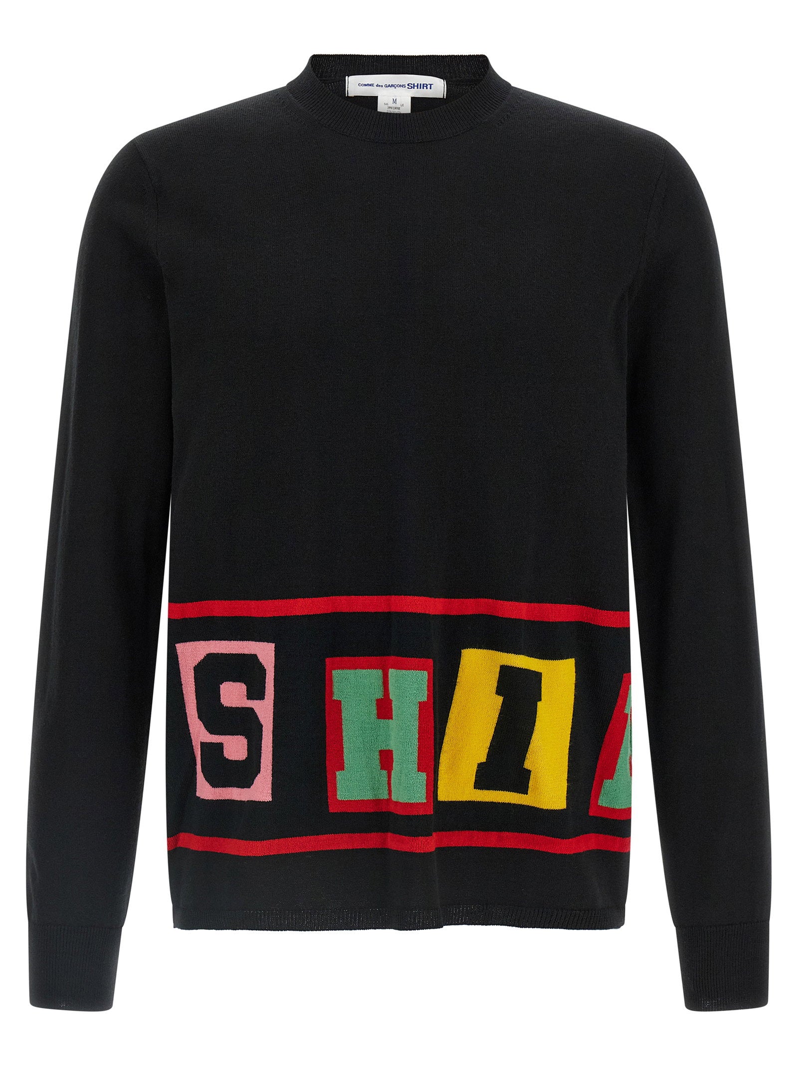 Comme des Garçons Shirt Intarsia Trui Zwart Topwear Comme Des Garcons Shirt