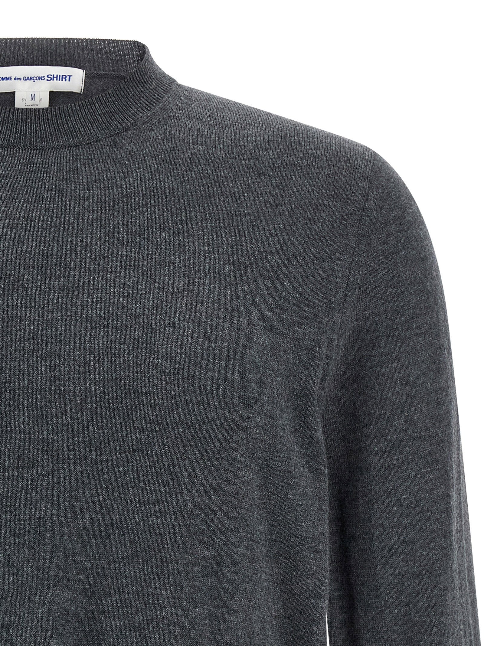 Comme des Garçons SHIRT Acetaat Intarsia Knit Trui Grijs Knitwear Comme Des Garcons Shirt
