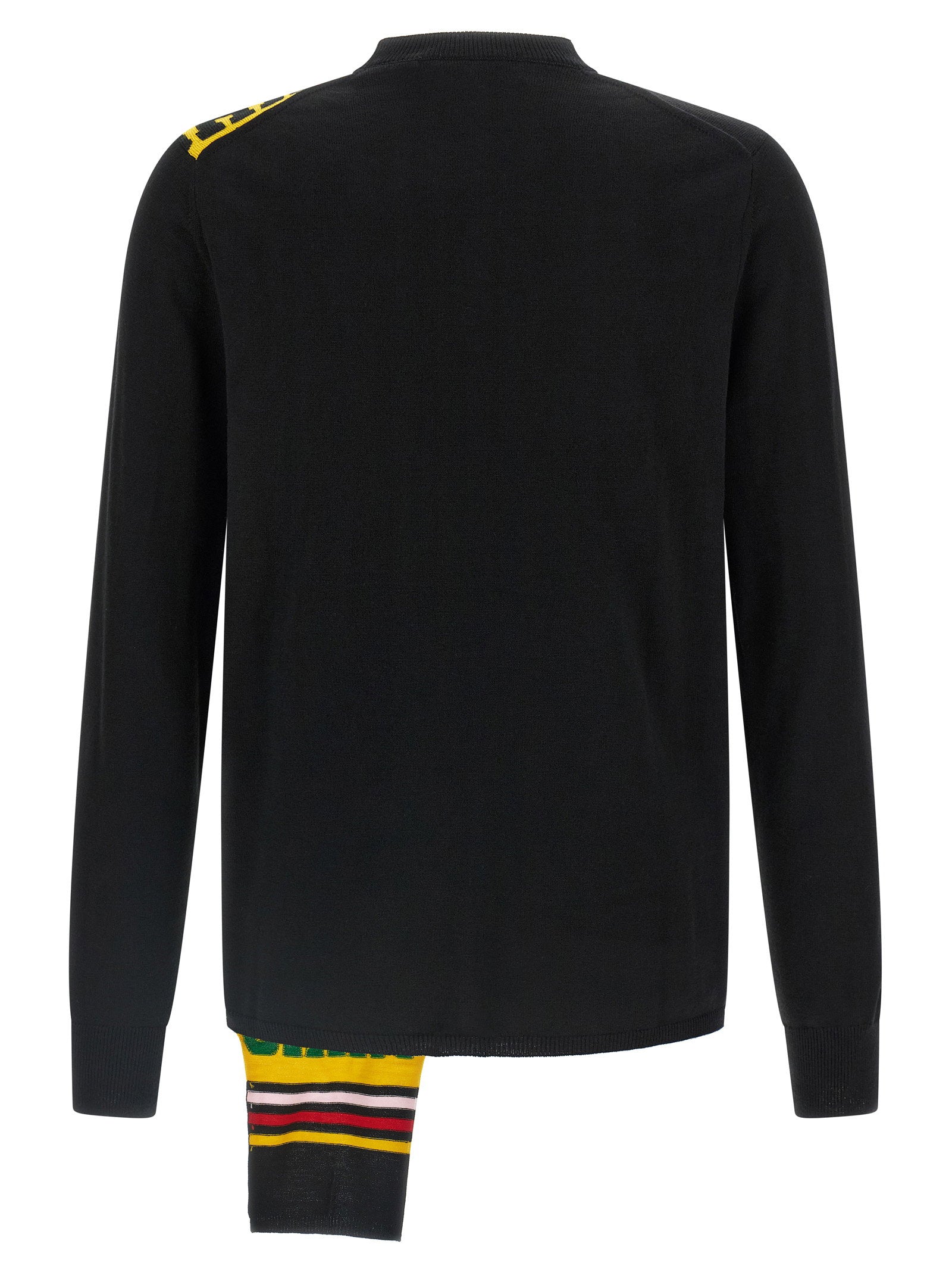 Comme des Garçons Shirt Intarsia Trui Zwart, achteraanzicht met ronde hals