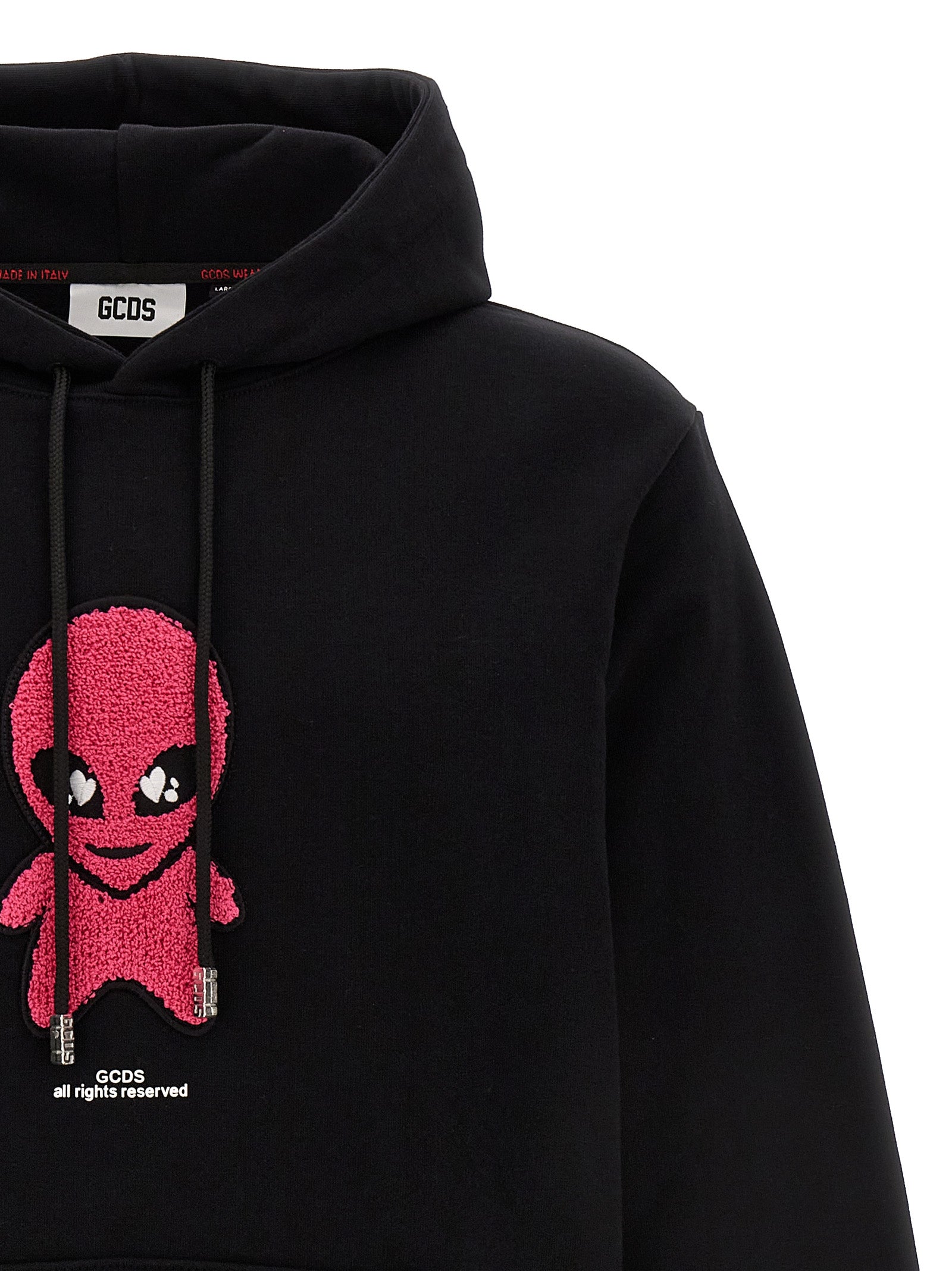 GCDS Wirdo Alien Patch Hoodie Black-thumbmail-3