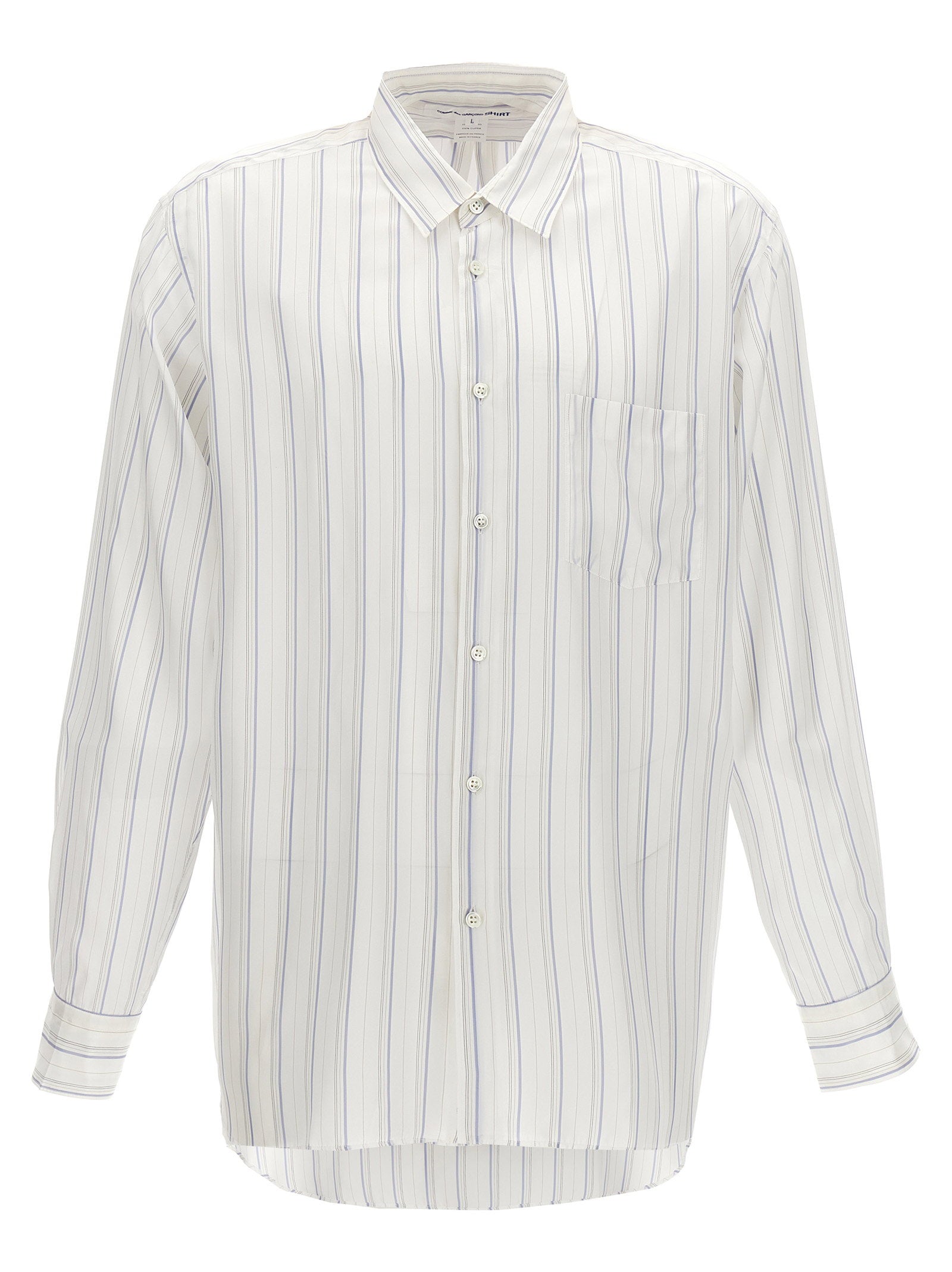 Comme des Garçons SHIRT Forever Striped Cupro Overhemd Wit Shirts Comme Des Garcons Shirt