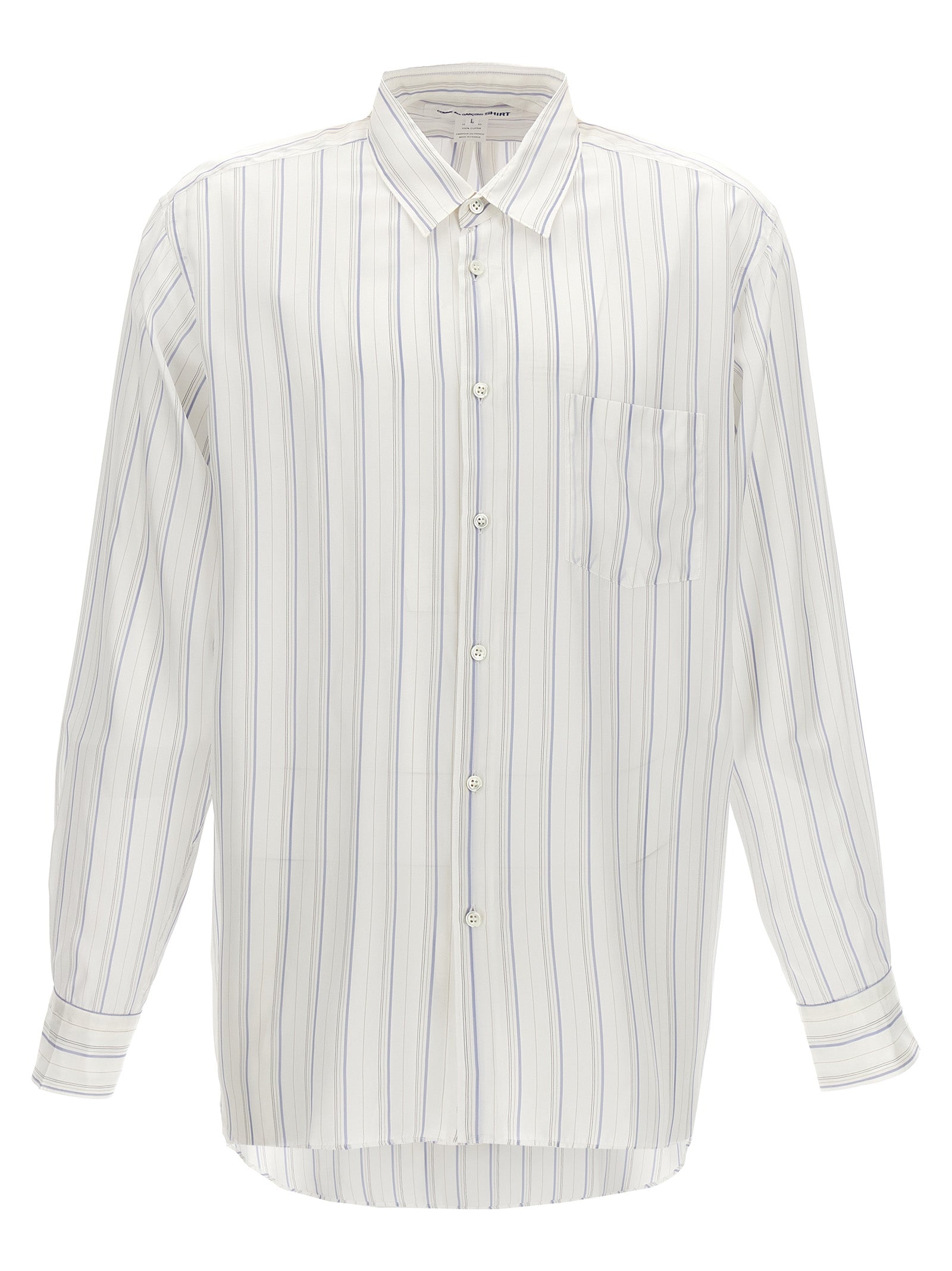Comme des Garçons SHIRT Forever Striped Cupro Overhemd Wit Shirts Comme Des Garcons Shirt