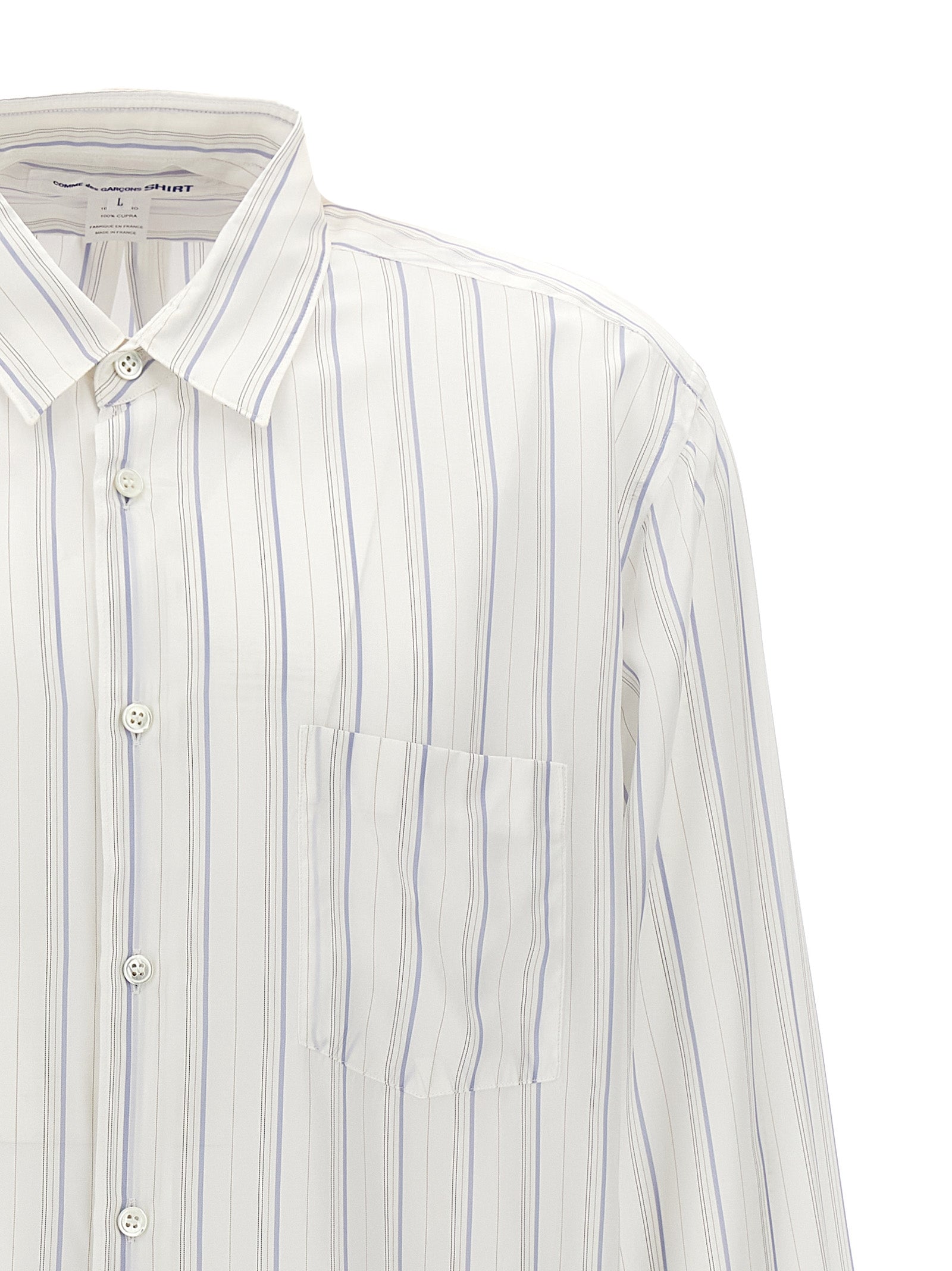 Comme des Garçons SHIRT Forever Striped Cupro Overhemd Wit Shirts Comme Des Garcons Shirt