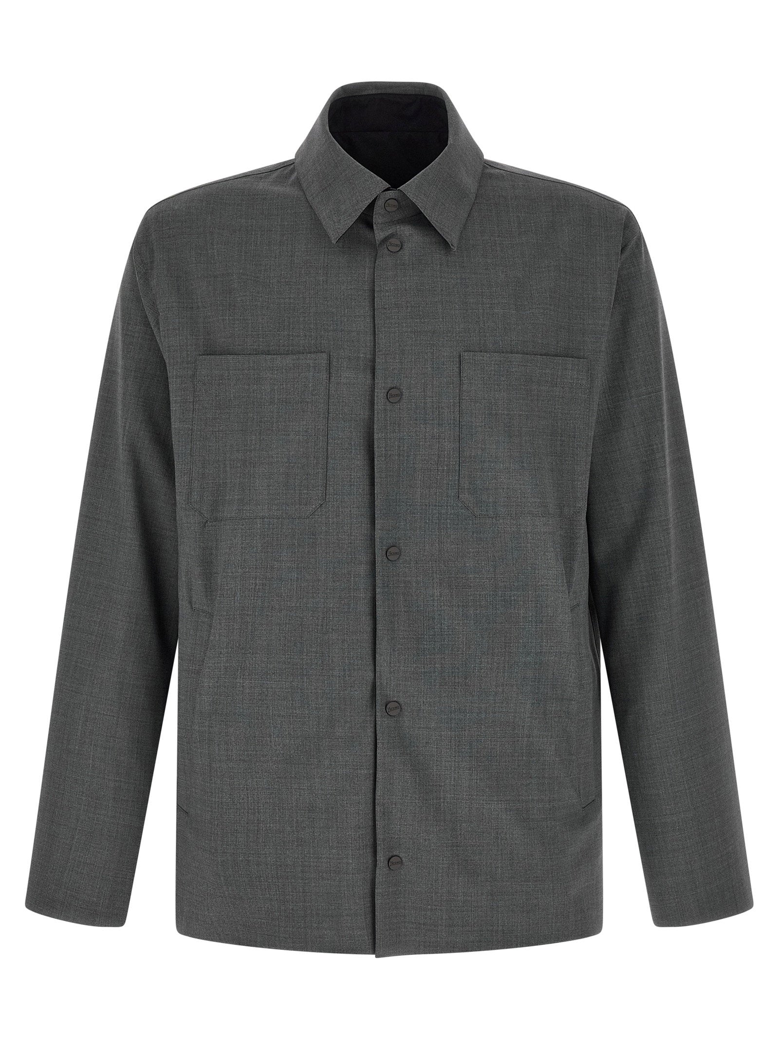 Herno reversible overshirt grijze zijde vooraanzicht