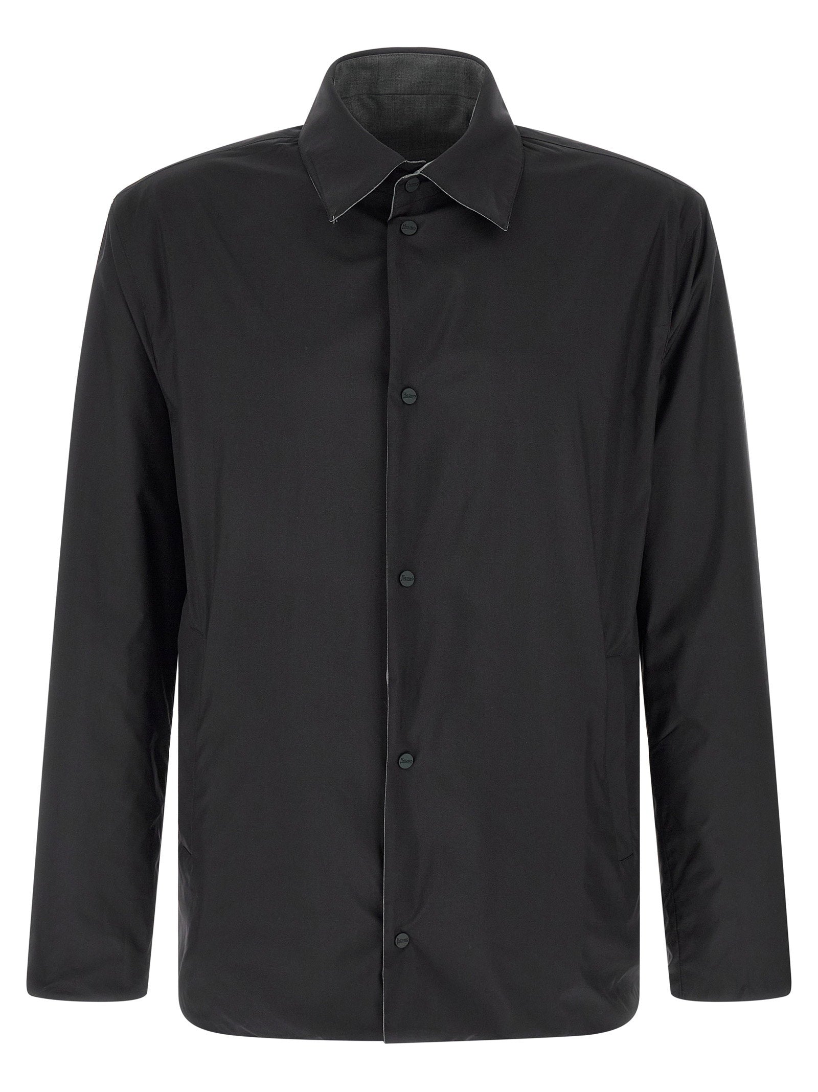 Herno omkeerbaar overshirt zwarte zijde vooraanzicht