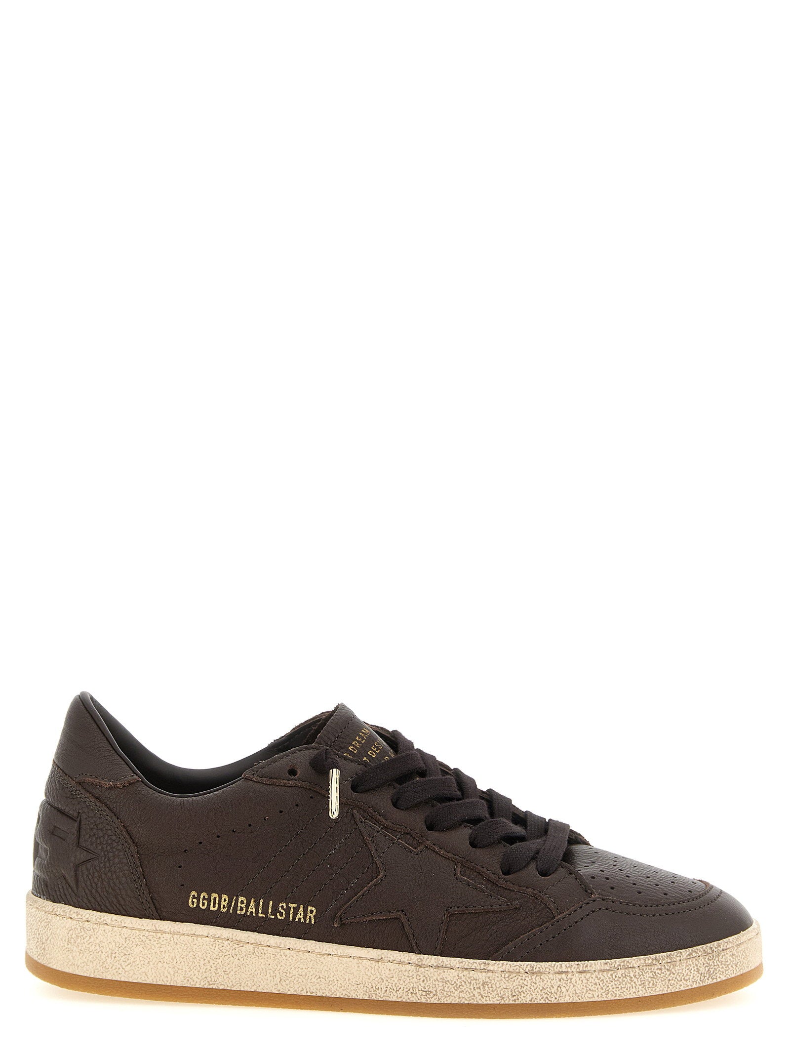 Golden Goose Ball Star sneaker in marineblauw leer, zijaanzicht met toon-op-toon ster