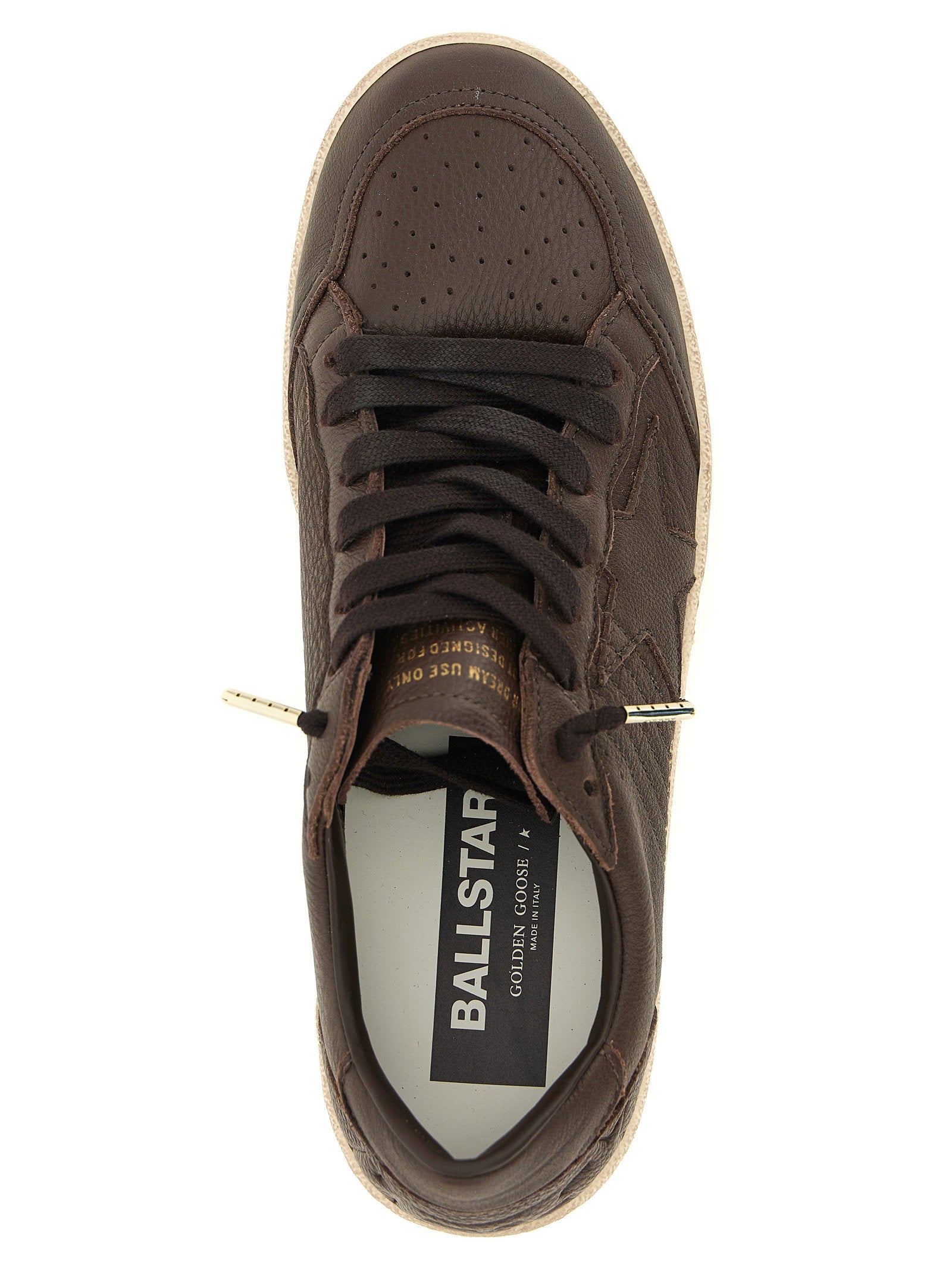 Golden Goose Ball Star sneaker in marineblauw leer, achteraanzicht met hiellabel