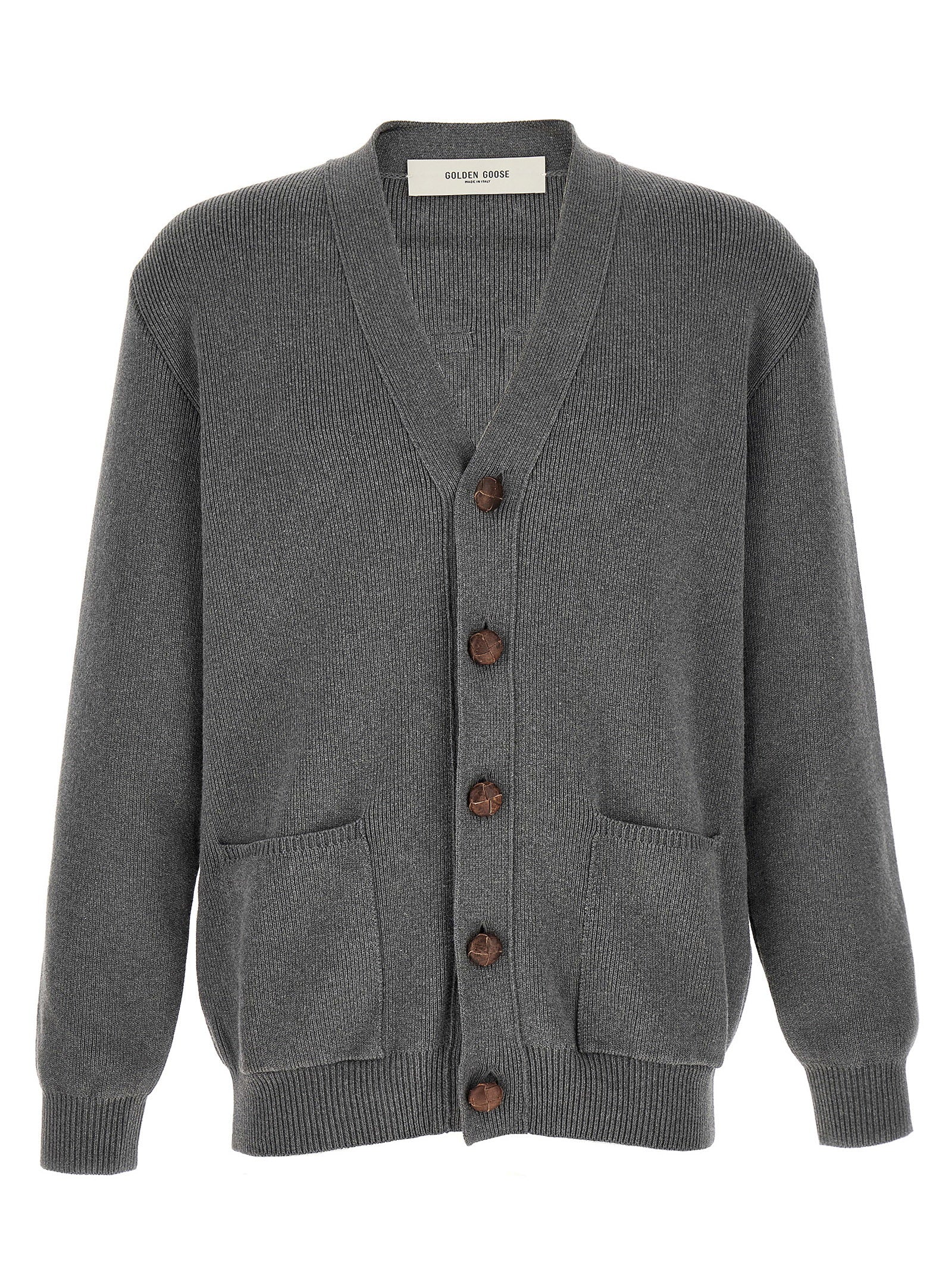 Golden Goose Logo Cardigan grijs gemêleerd, vooraanzicht