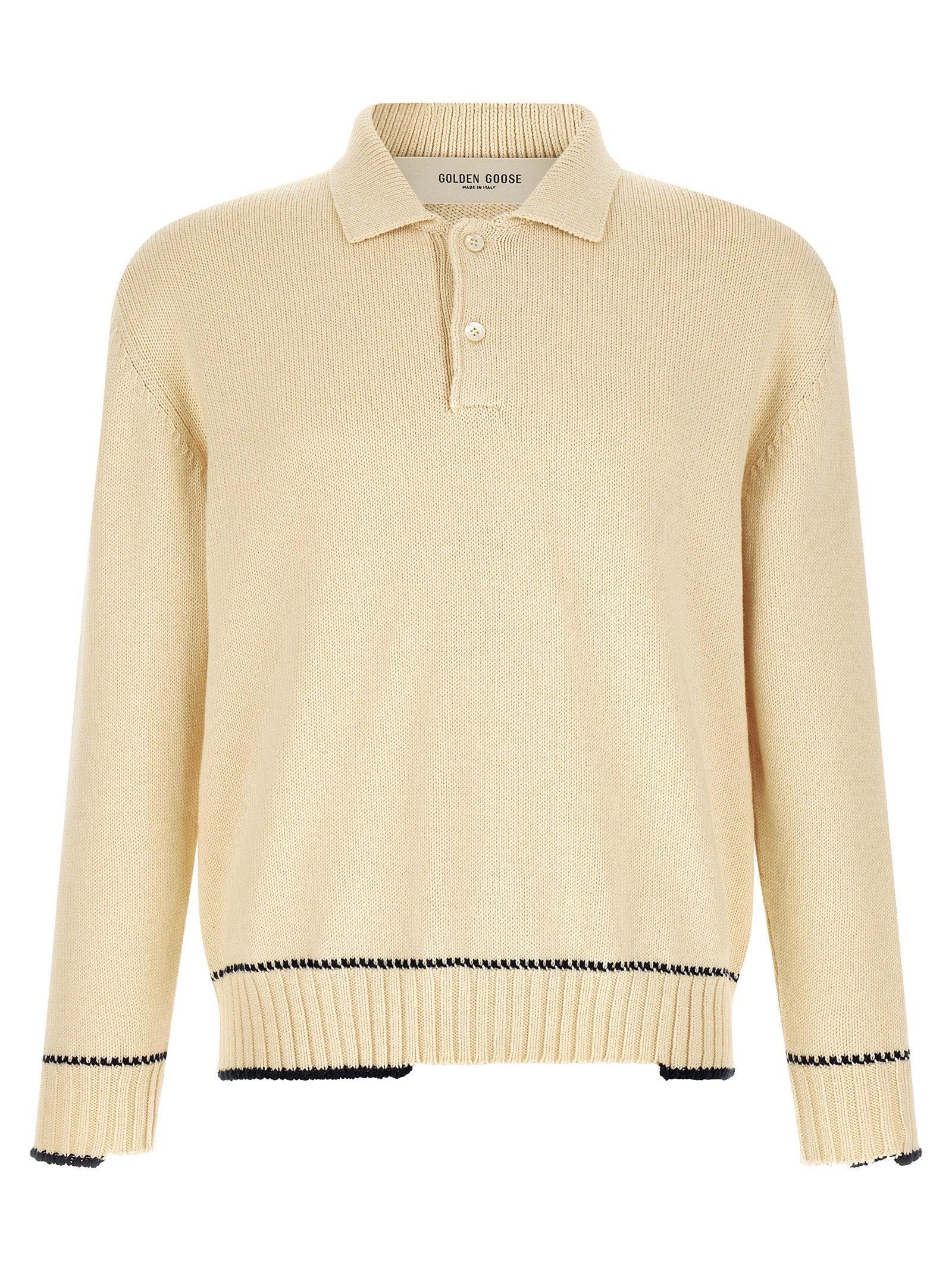 Golden Goose Rindley gebreide polo crème vooraanzicht