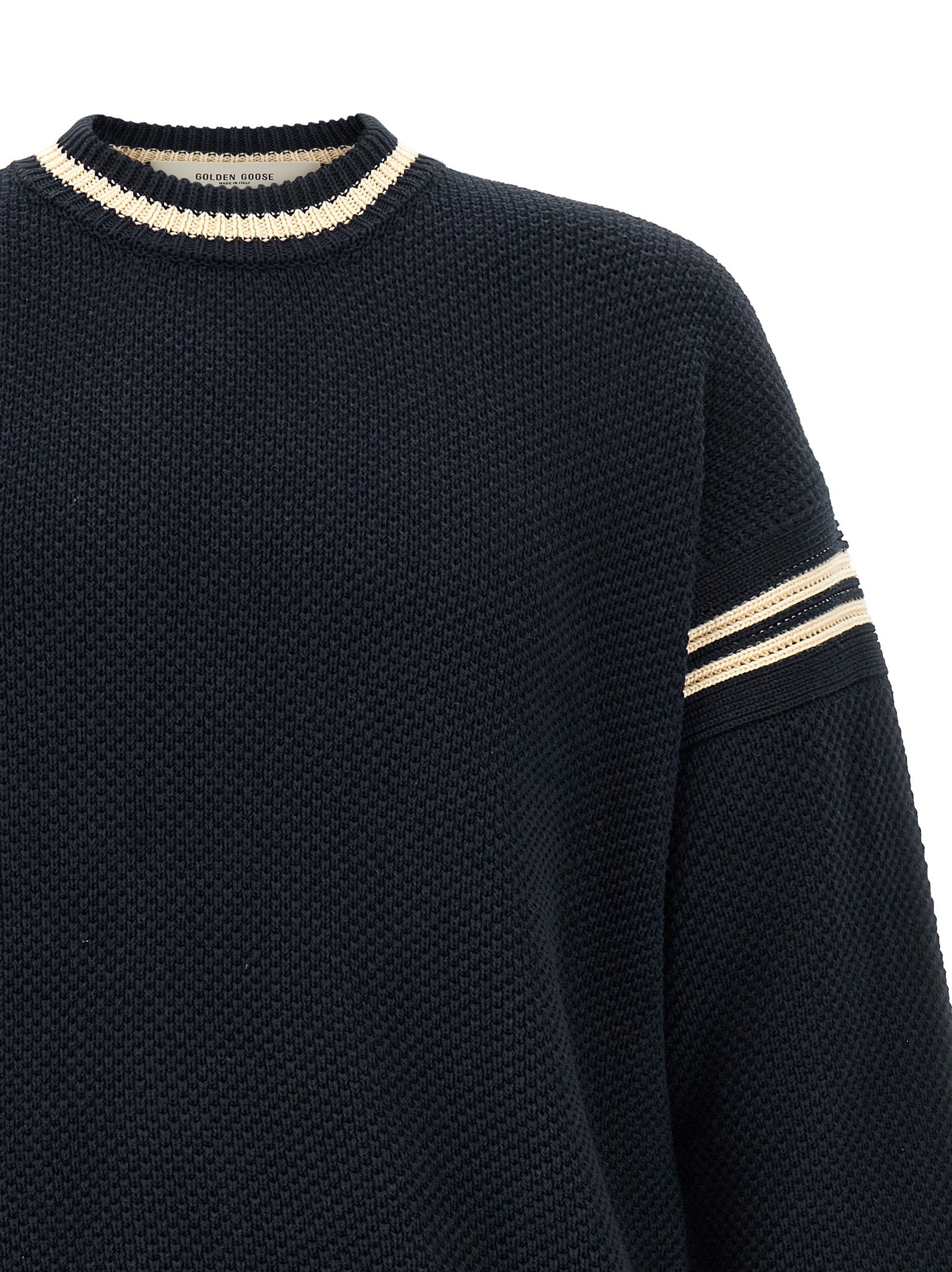 Wafelbreisel en contrasterende hals van Golden Goose trui