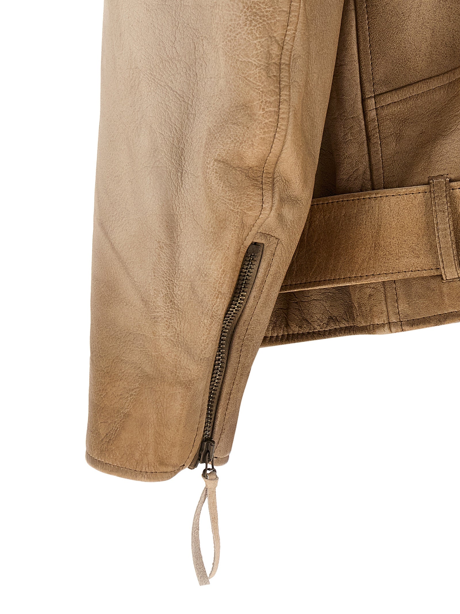 Golden Goose Phoebe Leather Jacket Brown Jackets Golden Goose