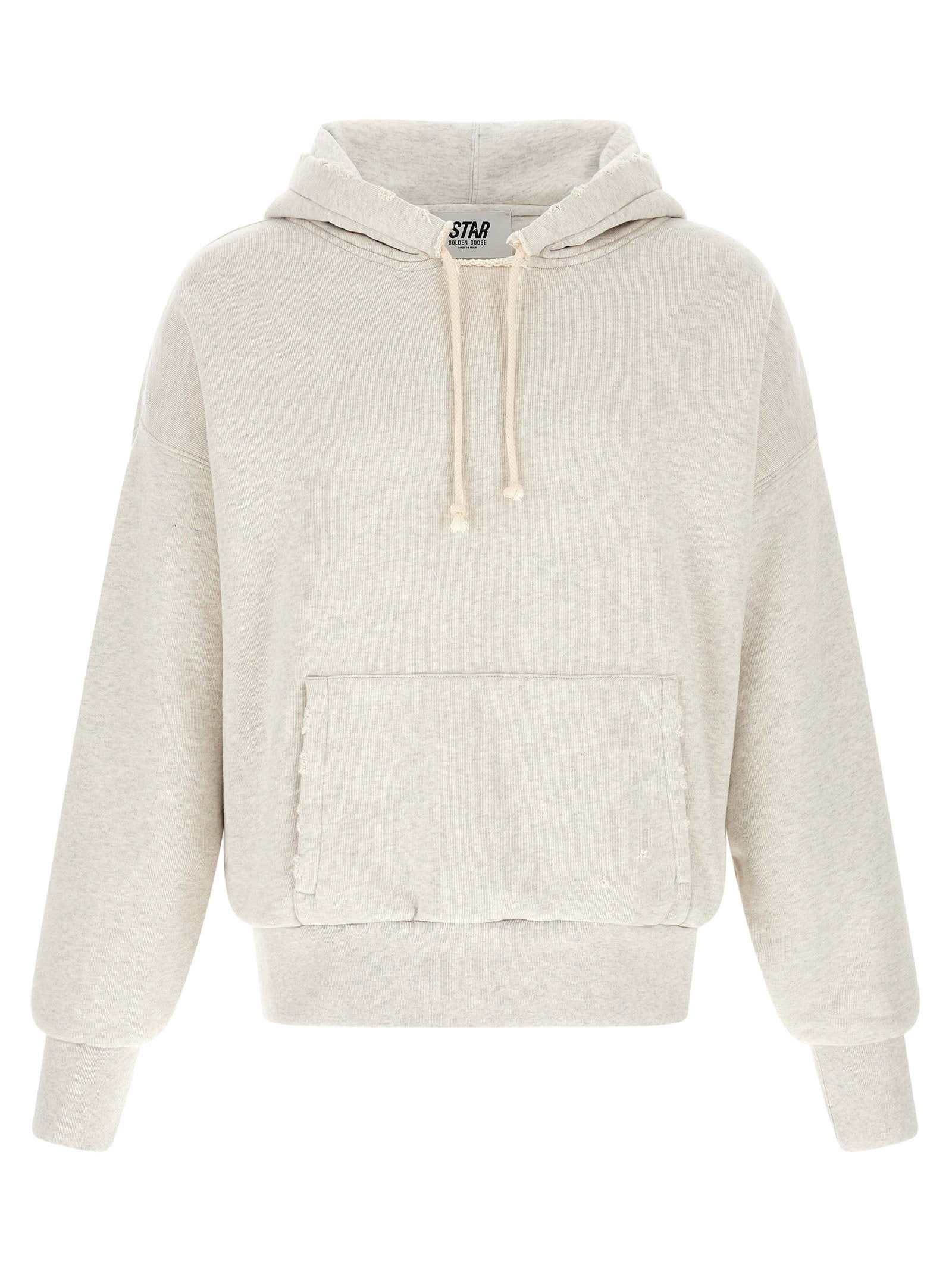 Golden Goose Star Hoodie grijs, vooraanzicht met kangoeroezak