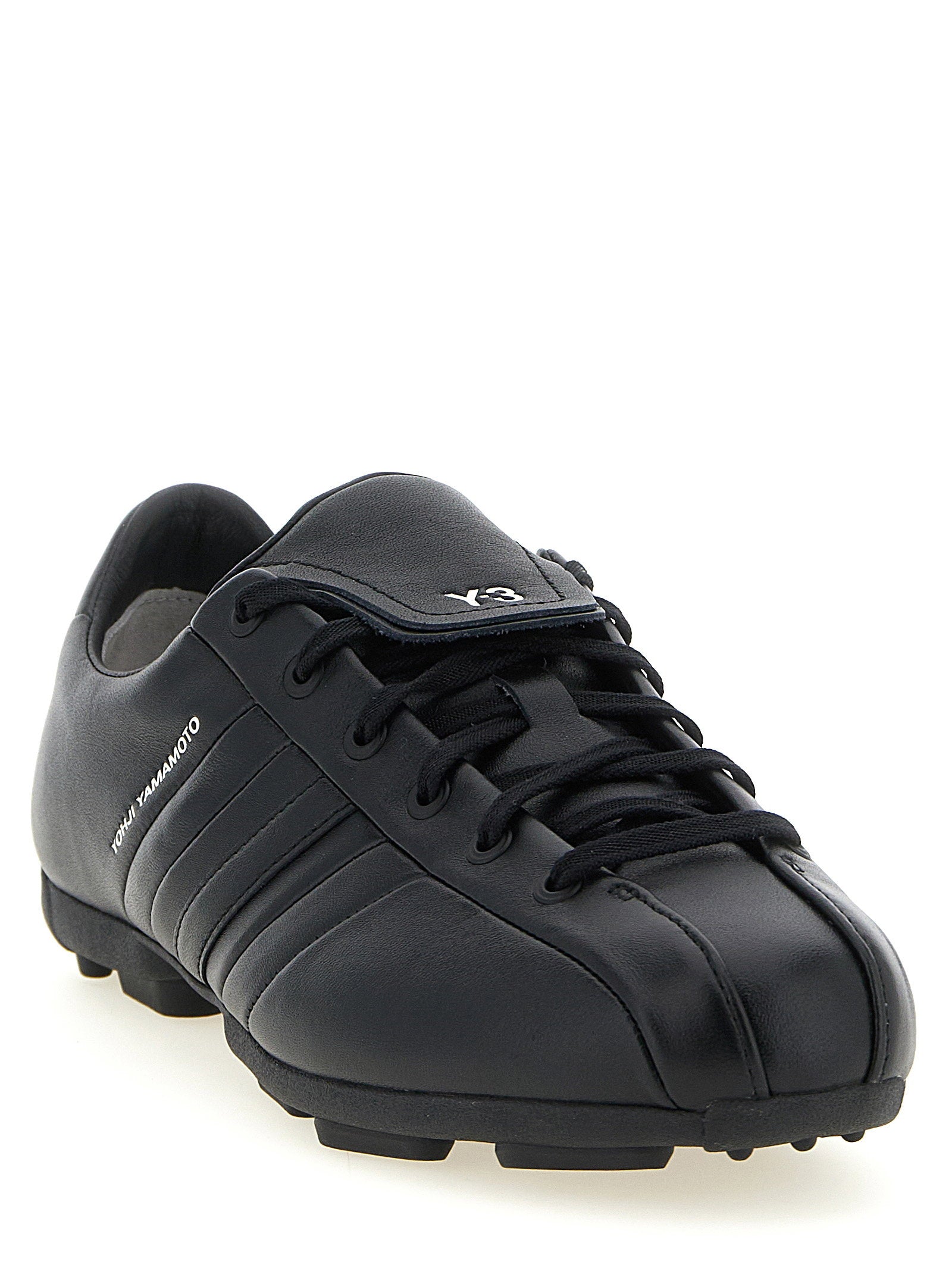 Y-3 Field Leren Sneakers met Studprofiel Zool Zwart-thumbmail-2