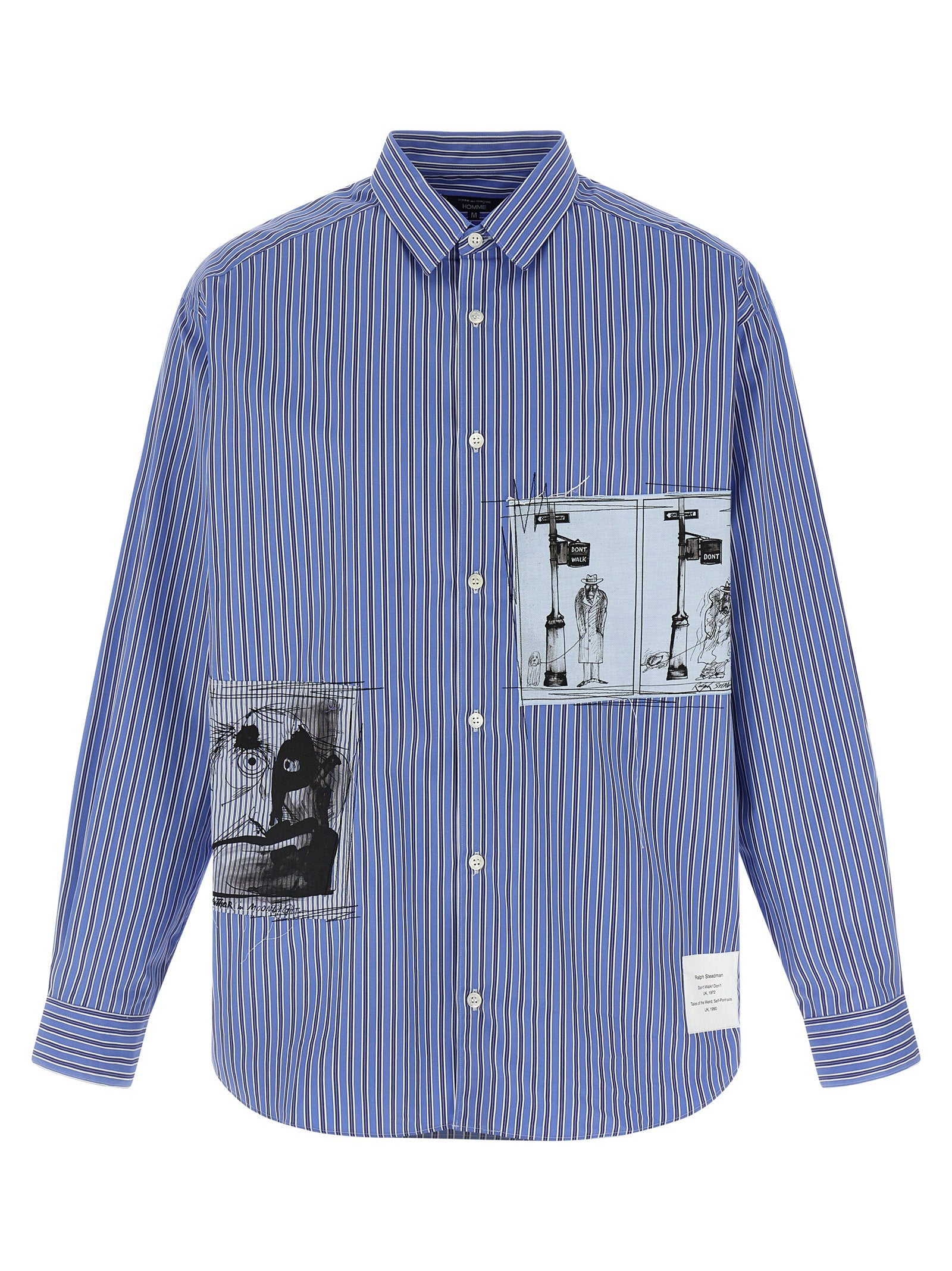Comme des Garçons Homme Ralph Steadman Patchwork Overhemd Blauw