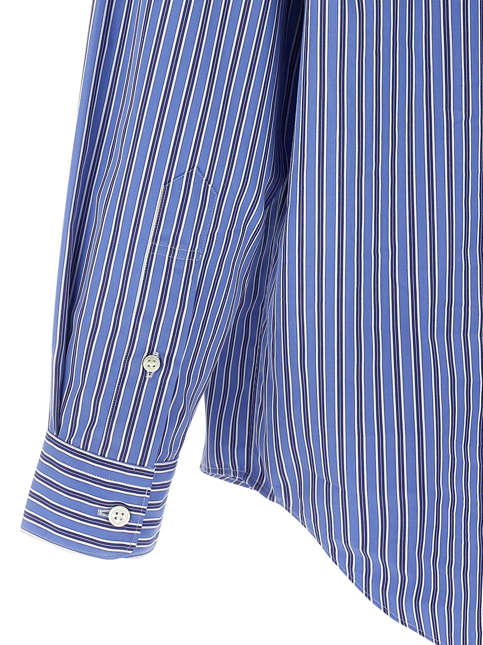 Comme des Garçons Homme Patchwork Striped Poplin Shirt Blue-thumbmail-4