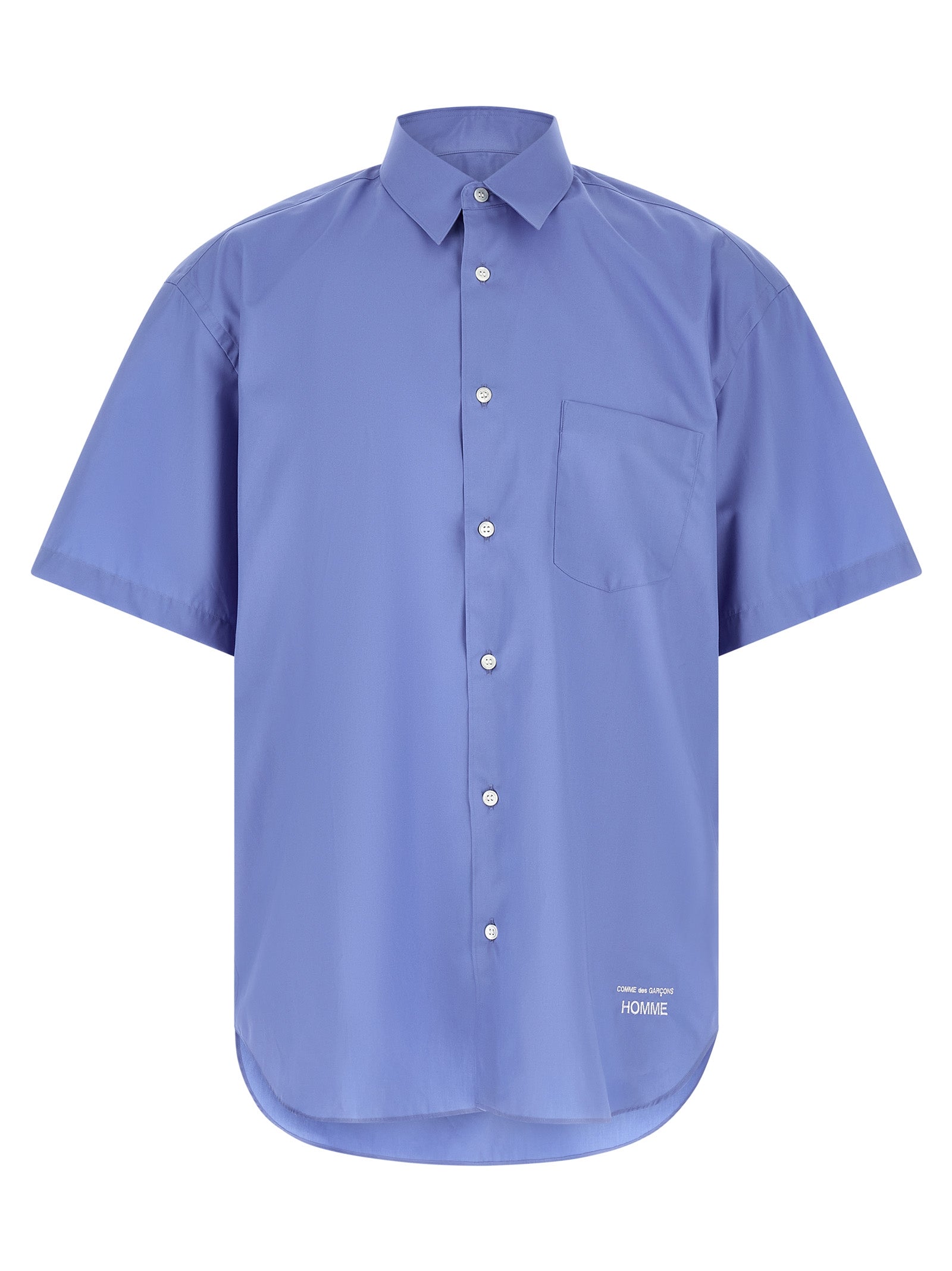 Comme des Garçons Homme Oversized Poplin Shirt Blauw Korte Mouw