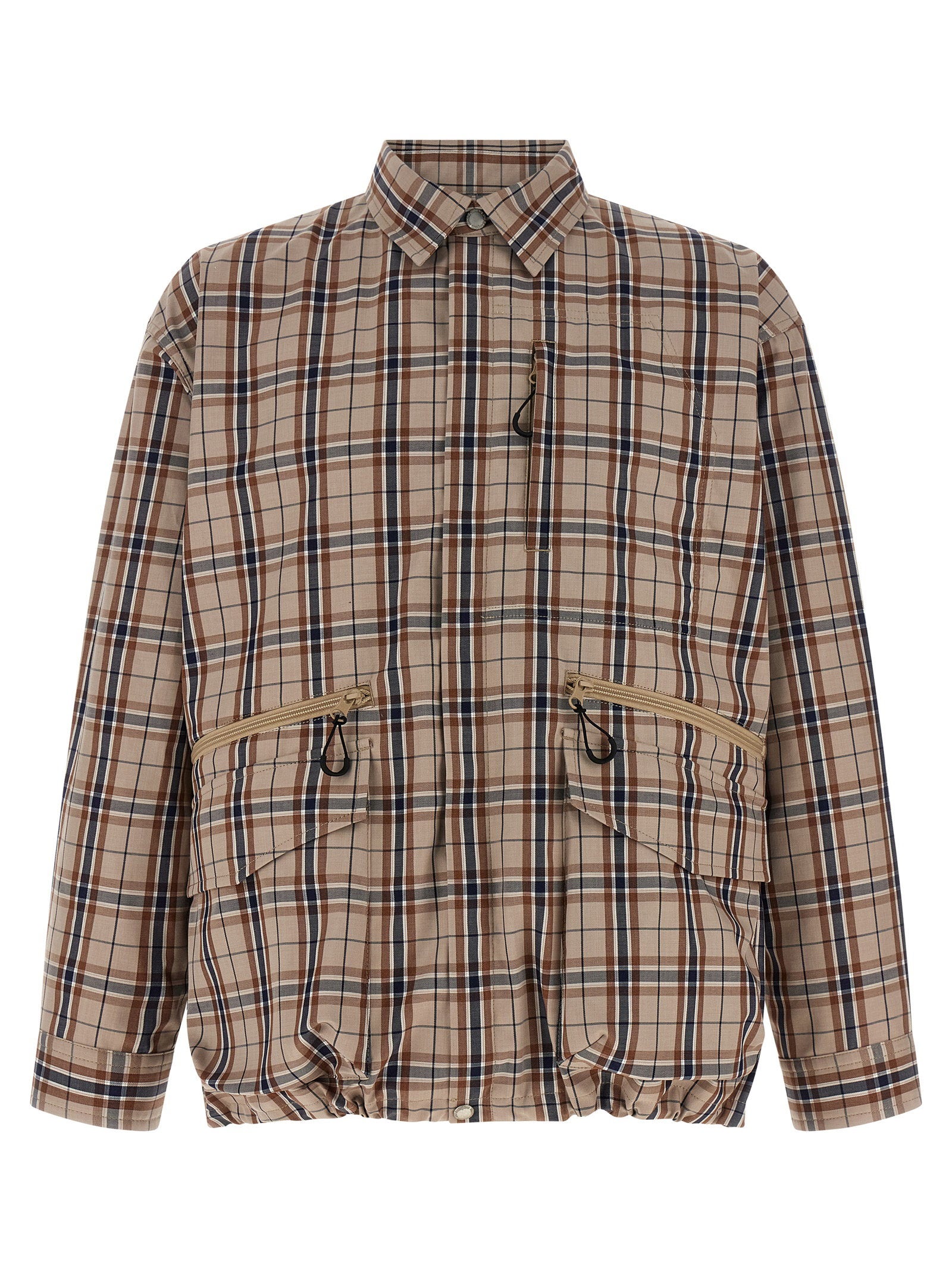 Comme des Garçons Homme Geruite Wollen Overshirt Bruin Jackets Comme Des Garҫons Homme