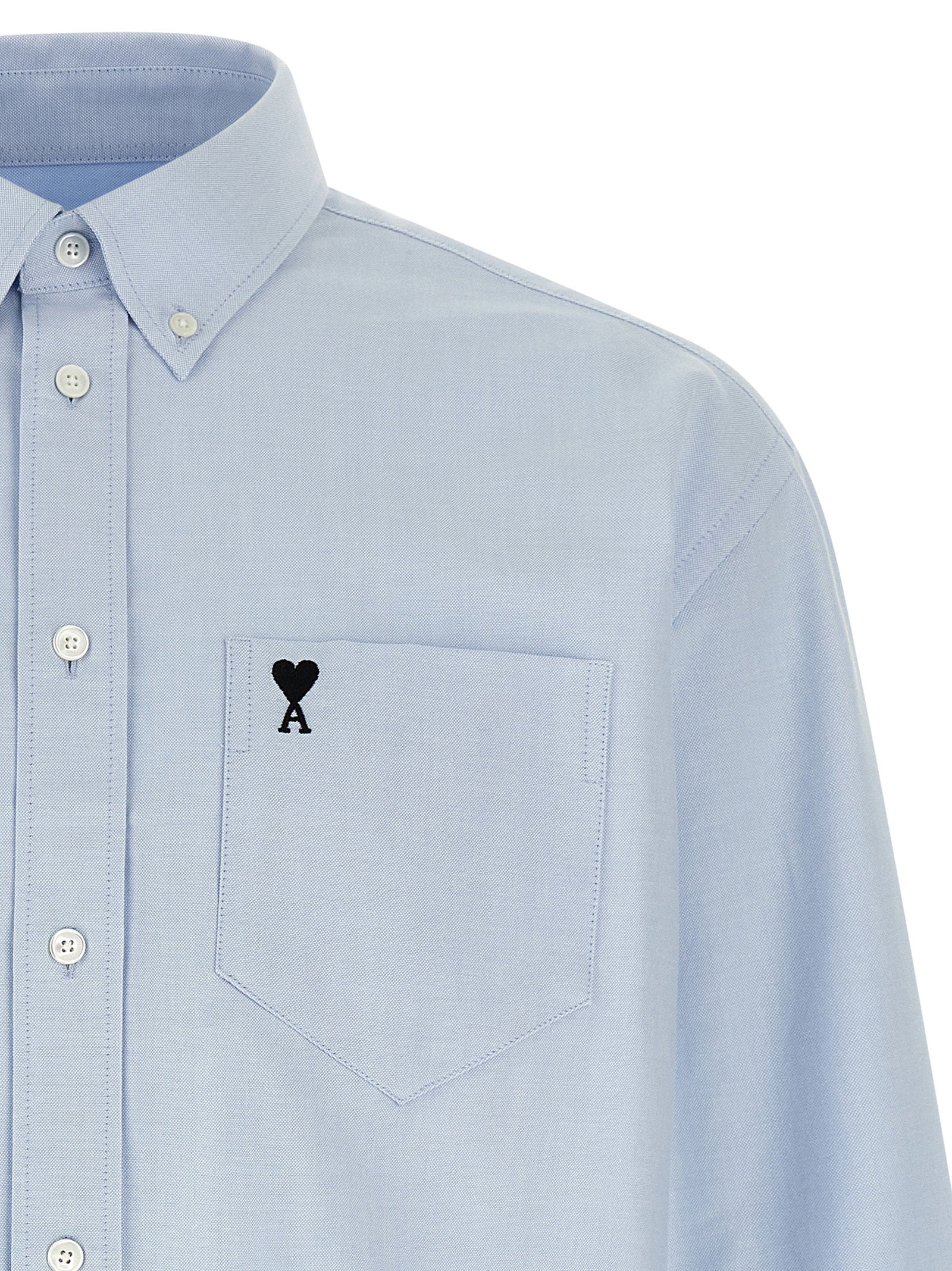Ami Paris Boxy Long Sleeves Ami de Coeur Shirt Blauw-thumbmail-3