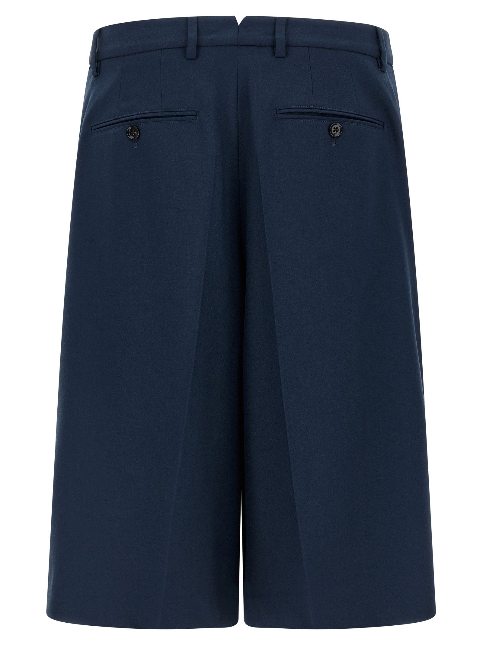 Ami Paris Fresh Wool bermuda, detail van de dubbele voorplooien