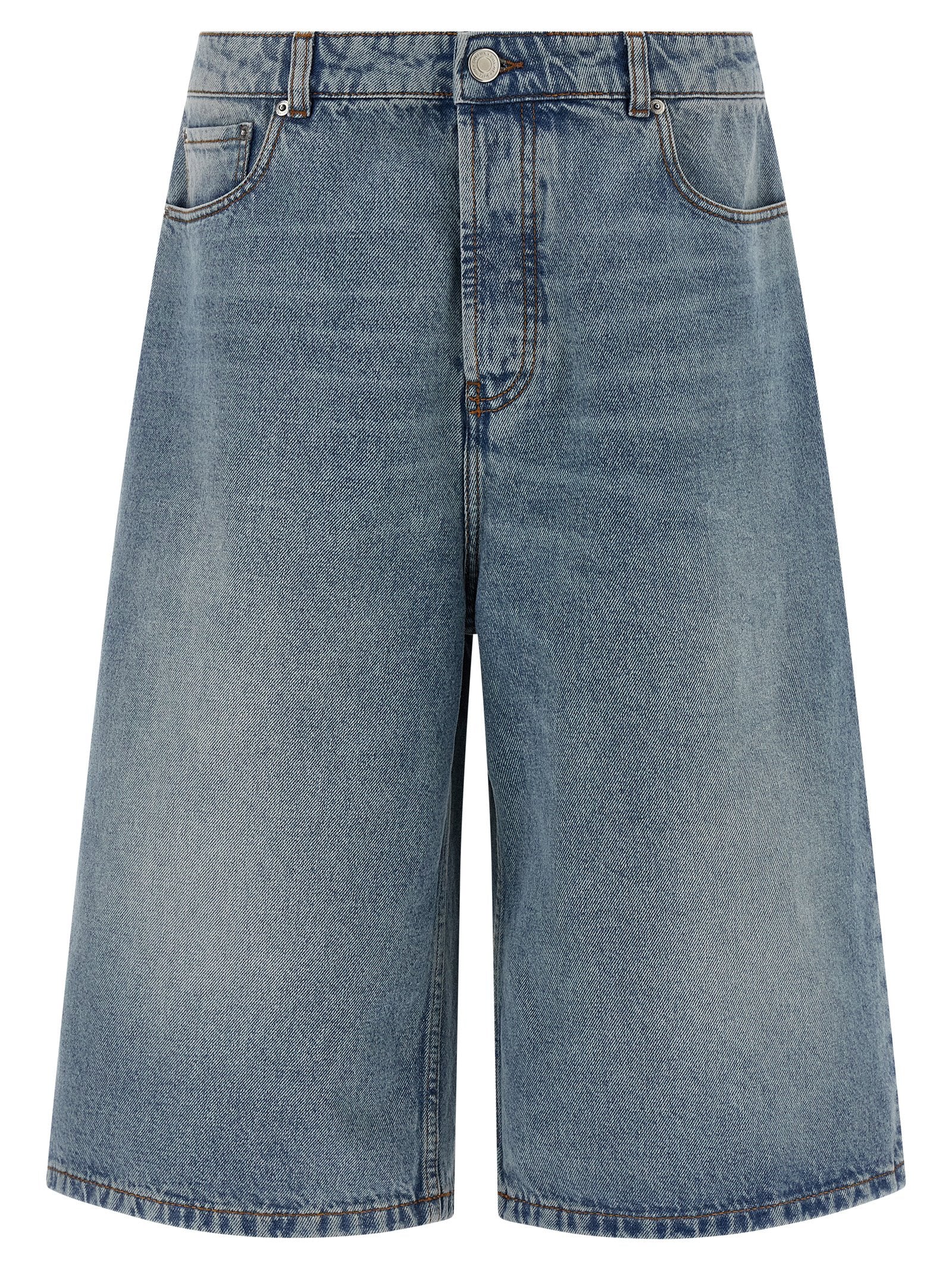 Ami Paris Large Fit Used Denim Bermuda Short Lichtblauw Short Trousers Ami Paris