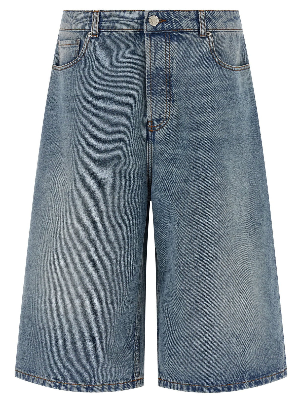Ami Paris Denim Bermuda met Wijde Pijp Used Blue