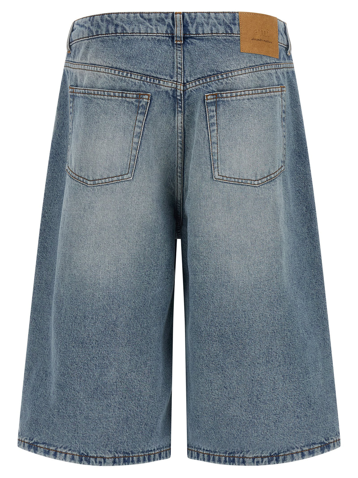 Ami Paris Denim Bermuda met Wijde Pijp Used Blue-thumbmail-2