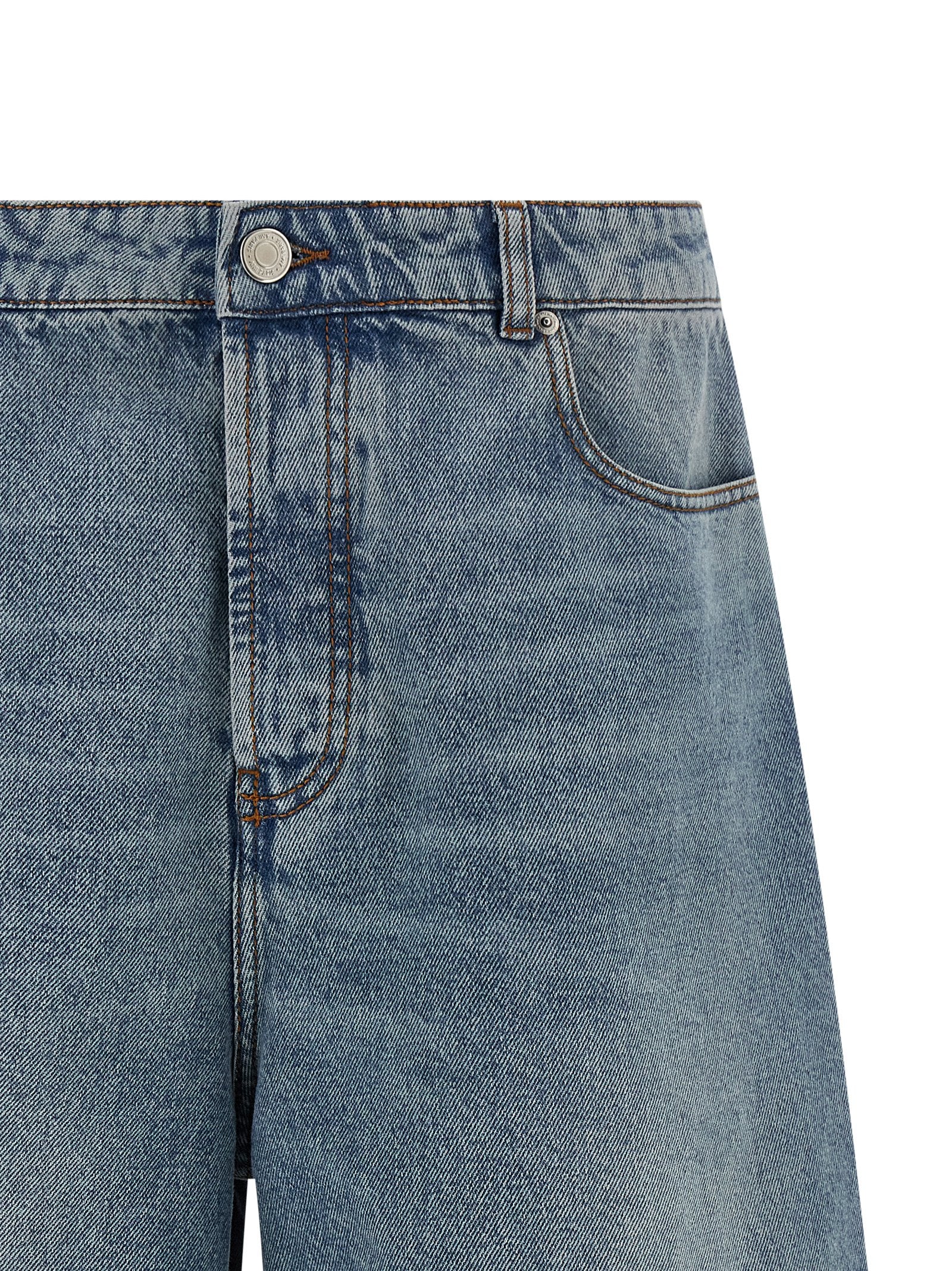 Ami Paris Denim Bermuda met Wijde Pijp Used Blue-thumbmail-3