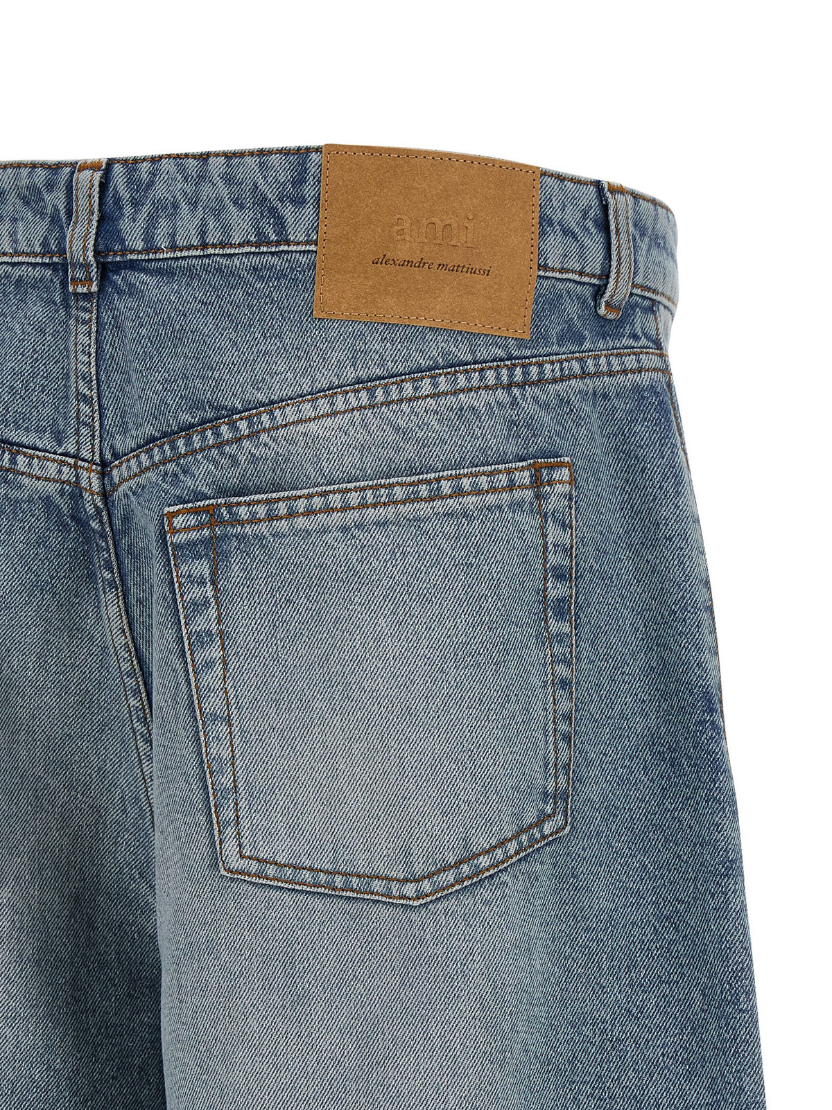 Ami Paris Denim Bermuda met Wijde Pijp Used Blue-thumbmail-4