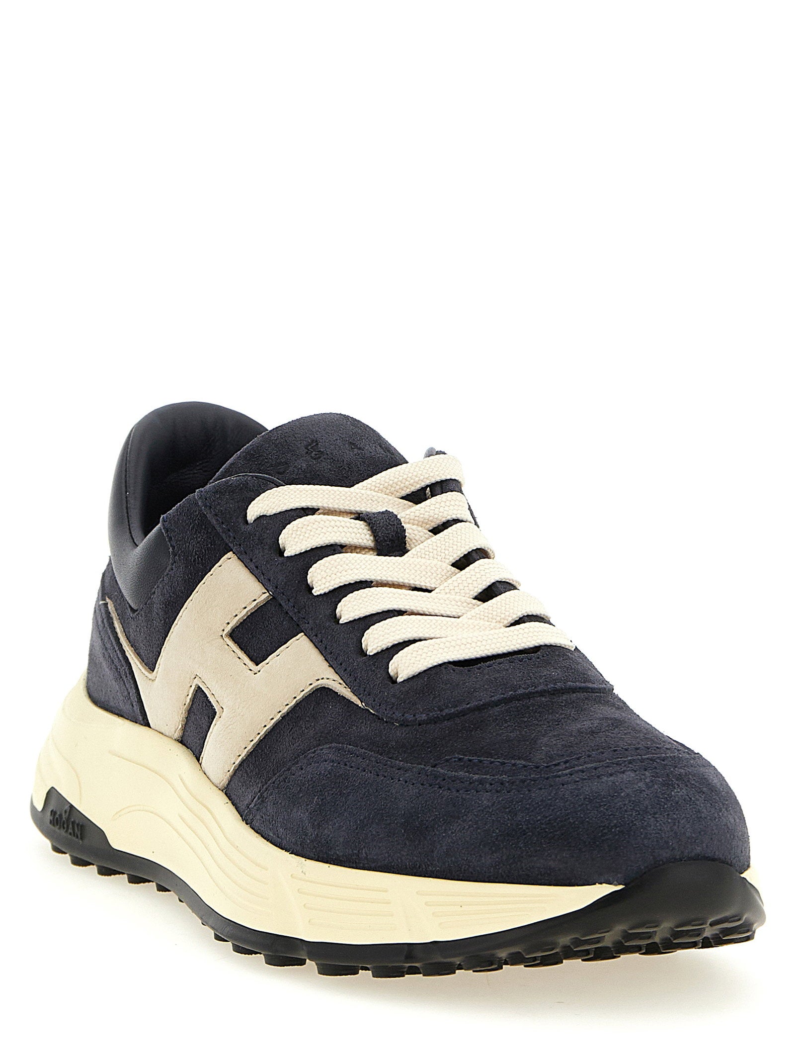 Hogan Hyperlight Sneakers donkerblauw - zijaanzicht van suède bovenwerk