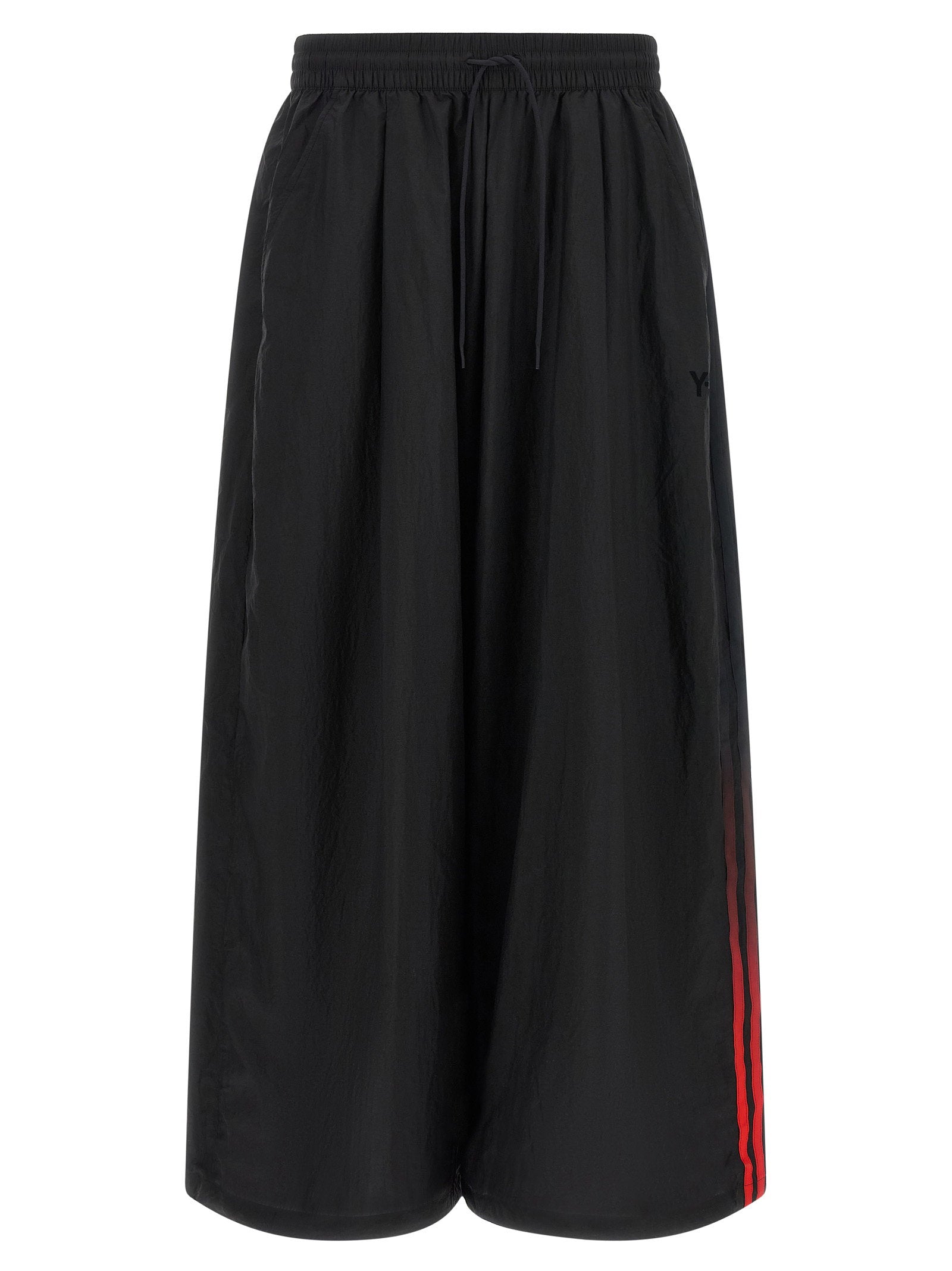 Y-3 Gradient 3-Stripes wijde broek in zwart, vooraanzicht