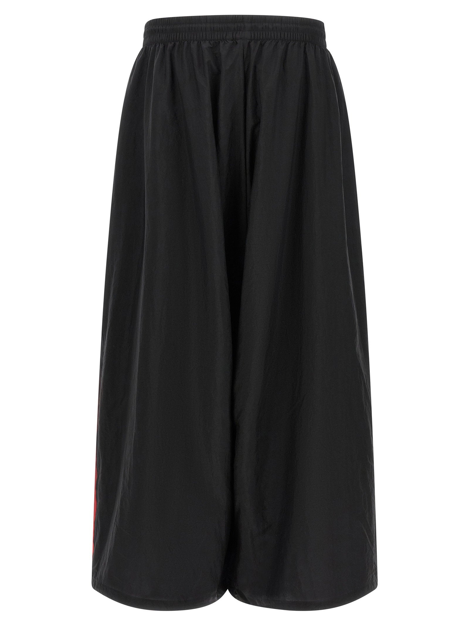 Y-3 Gradient 3-Stripes wijde broek in zwart, achteraanzicht met volumineus silhouet