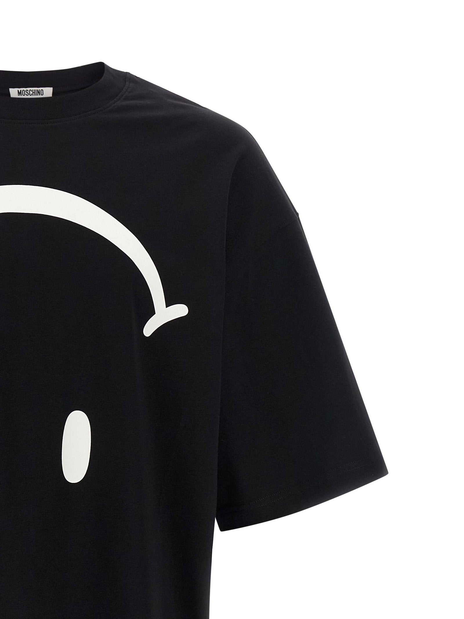 Moschino Smiley T-shirt zwart - achteraanzicht met logobelettering