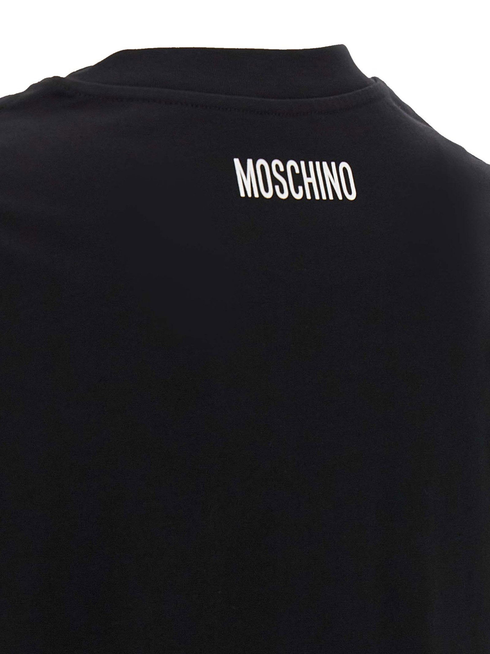 Moschino Smiley T-shirt zwart - detail geribde halsboord