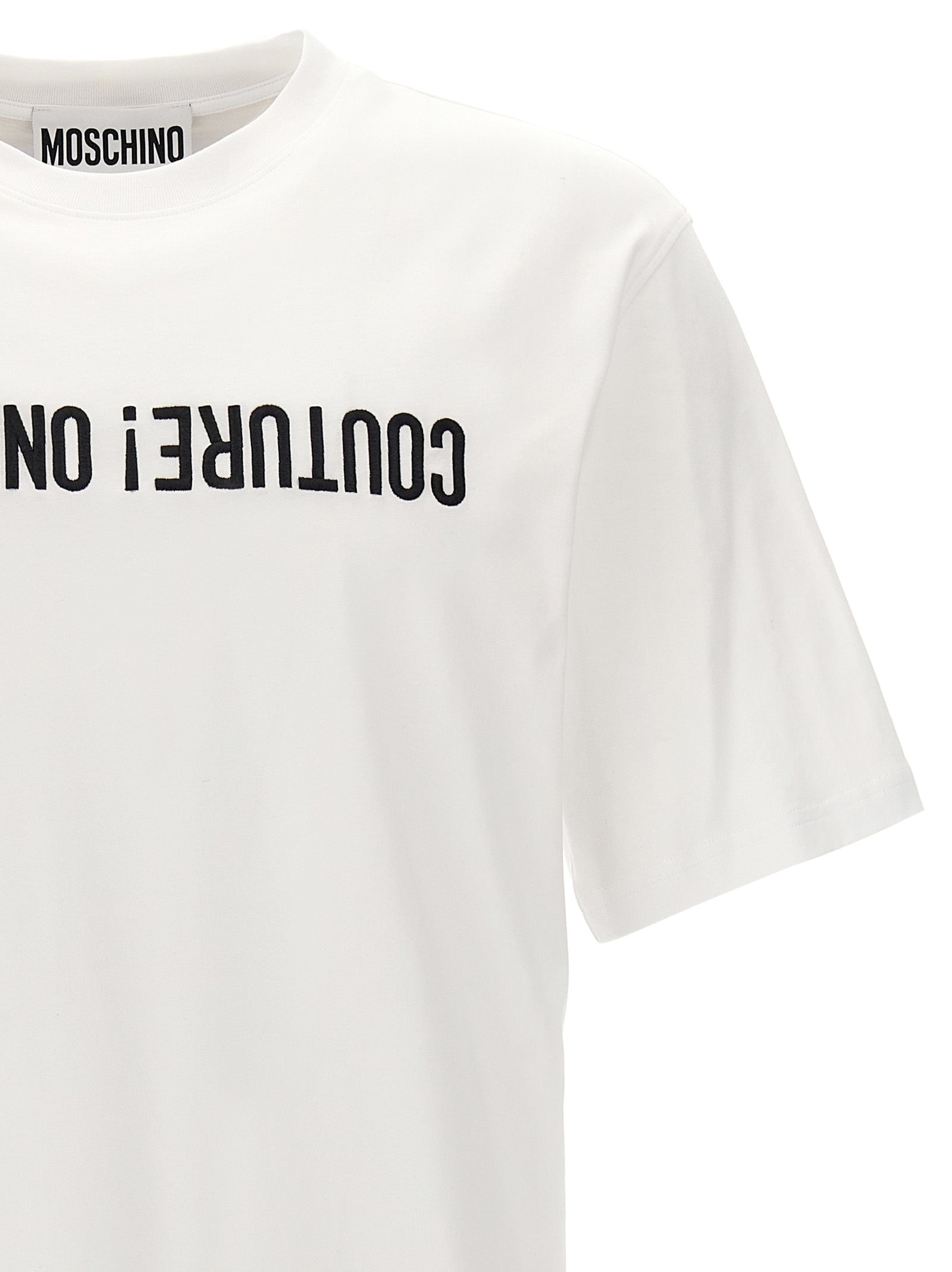 Moschino Logo Embroidered T-shirt White Topwear Moschino