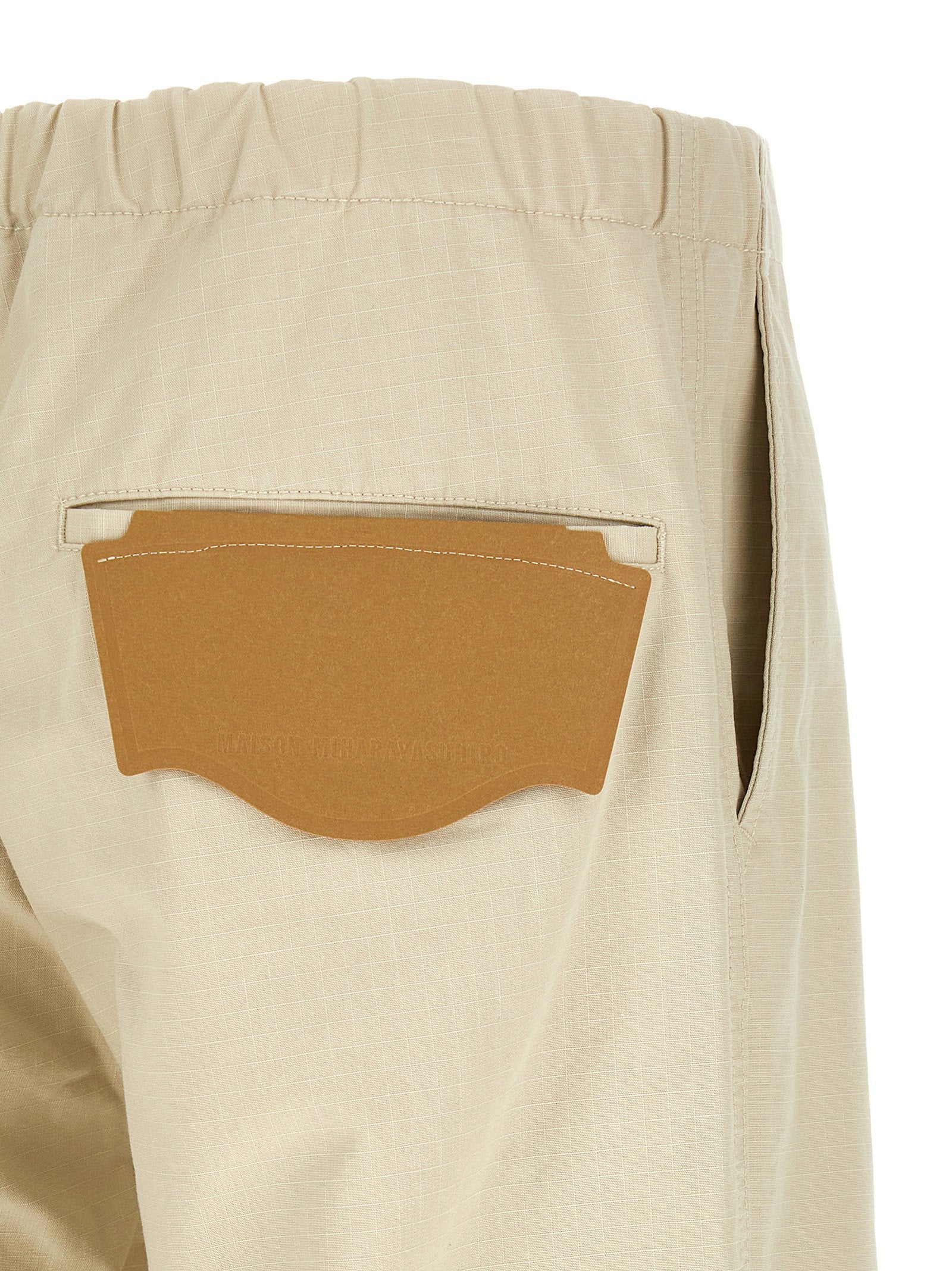Maison Mihara Yasuhiro Katoenen Ripstop Parachute Broek Beige-thumbmail-4
