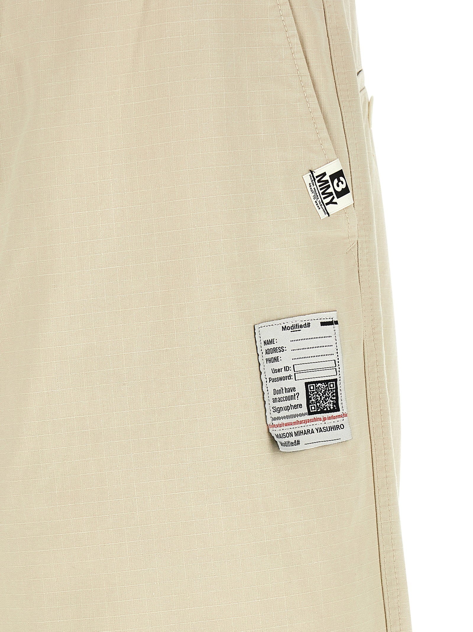 Maison Mihara Yasuhiro Katoenen Ripstop Parachute Broek Beige-thumbmail-5