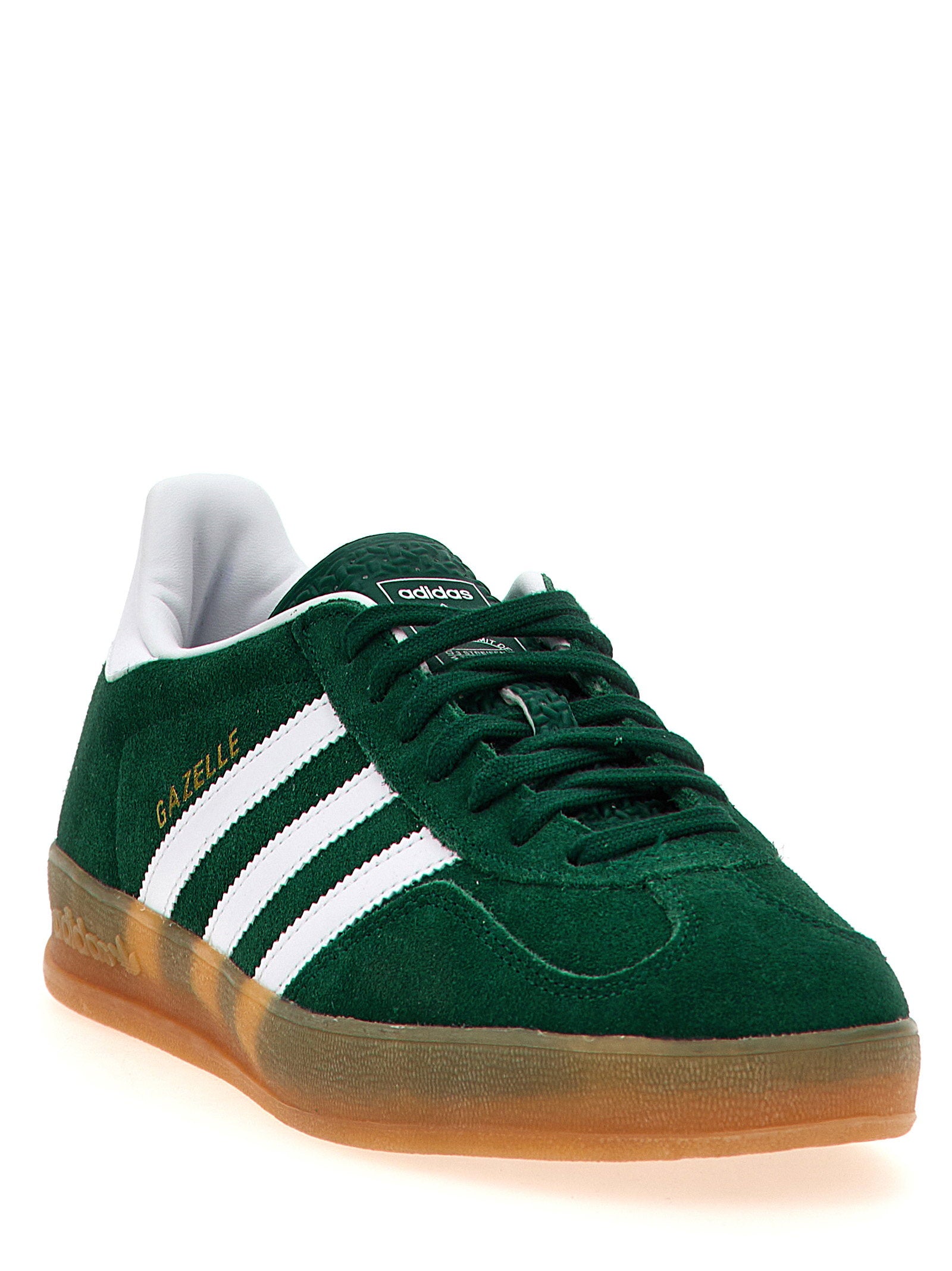 Adidas Originals Gazelle Indoor collegiate green - detail van de nylon tong met 3D-effect