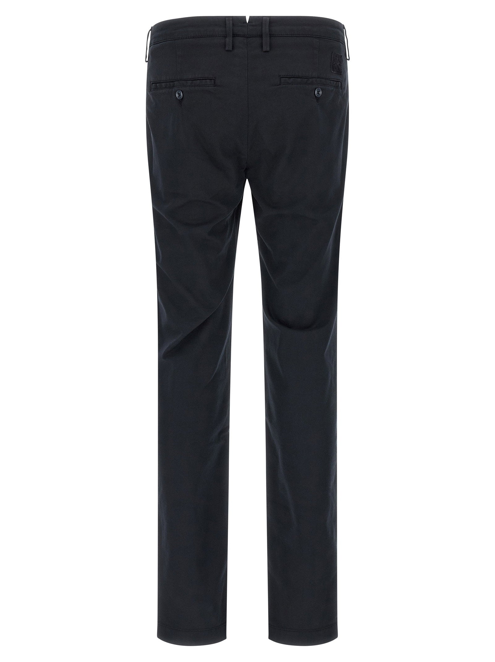 Jacob Cohen Bobby chino marineblauw, achteraanzicht met logopatch
